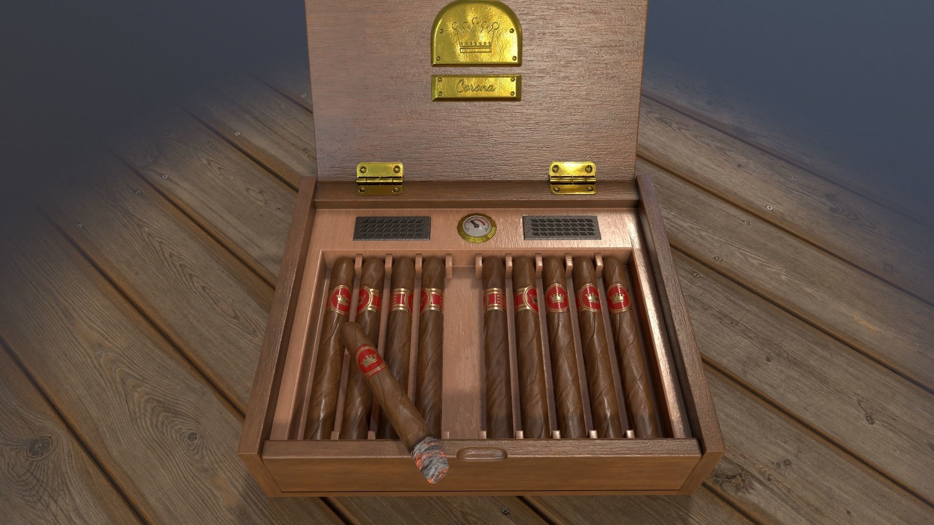 Cigars Box Low-poly 3D model_2