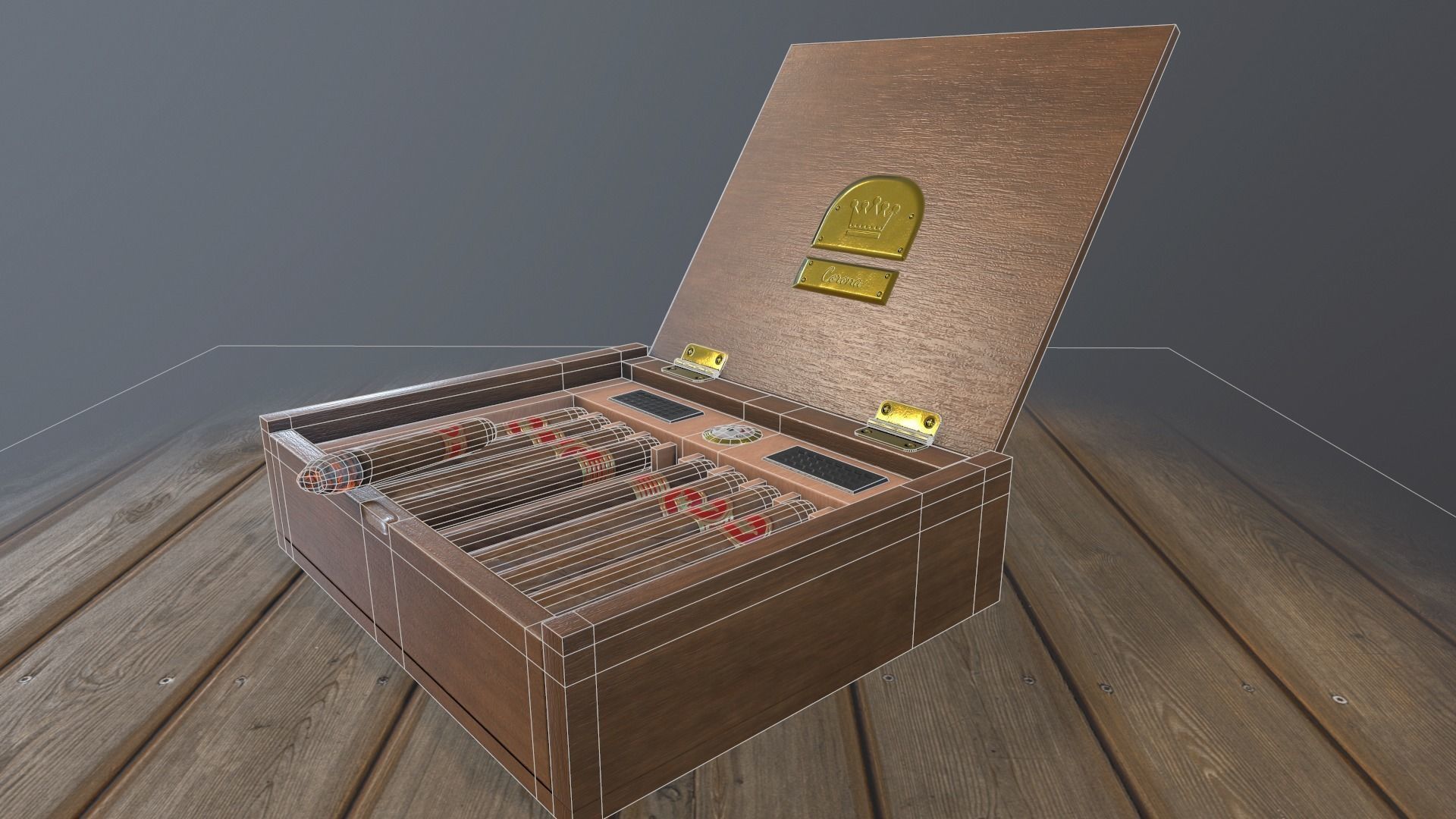 Cigars Box Low-poly 3D model_5