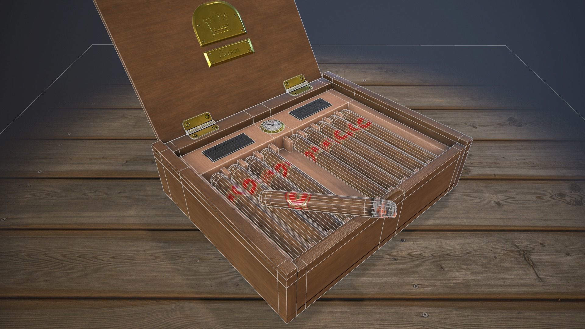 Cigars Box Low-poly 3D model_4