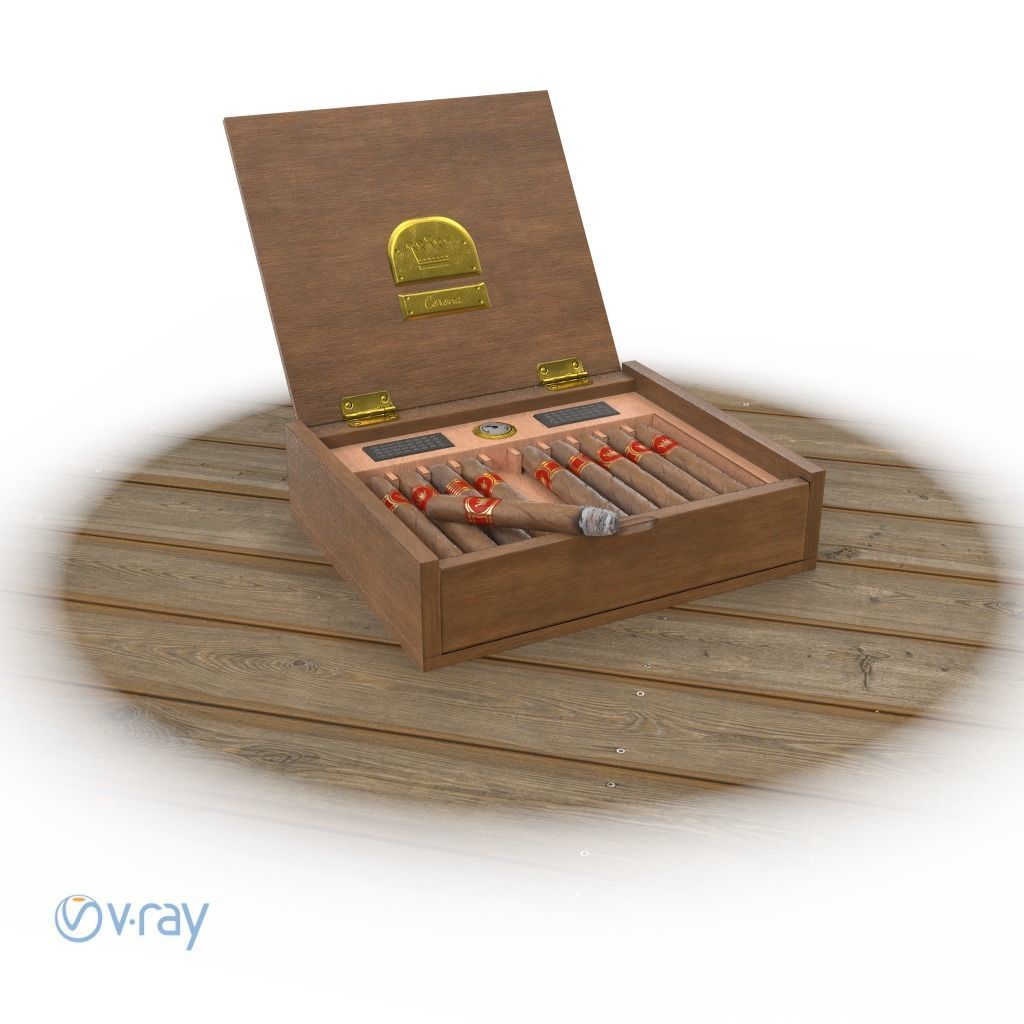 Cigars Box Low-poly 3D model_14