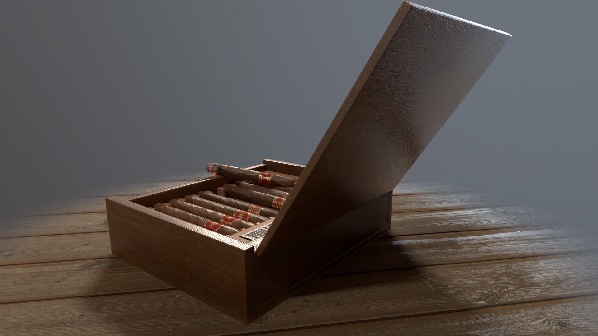 Cigars Box Low-poly 3D model_3
