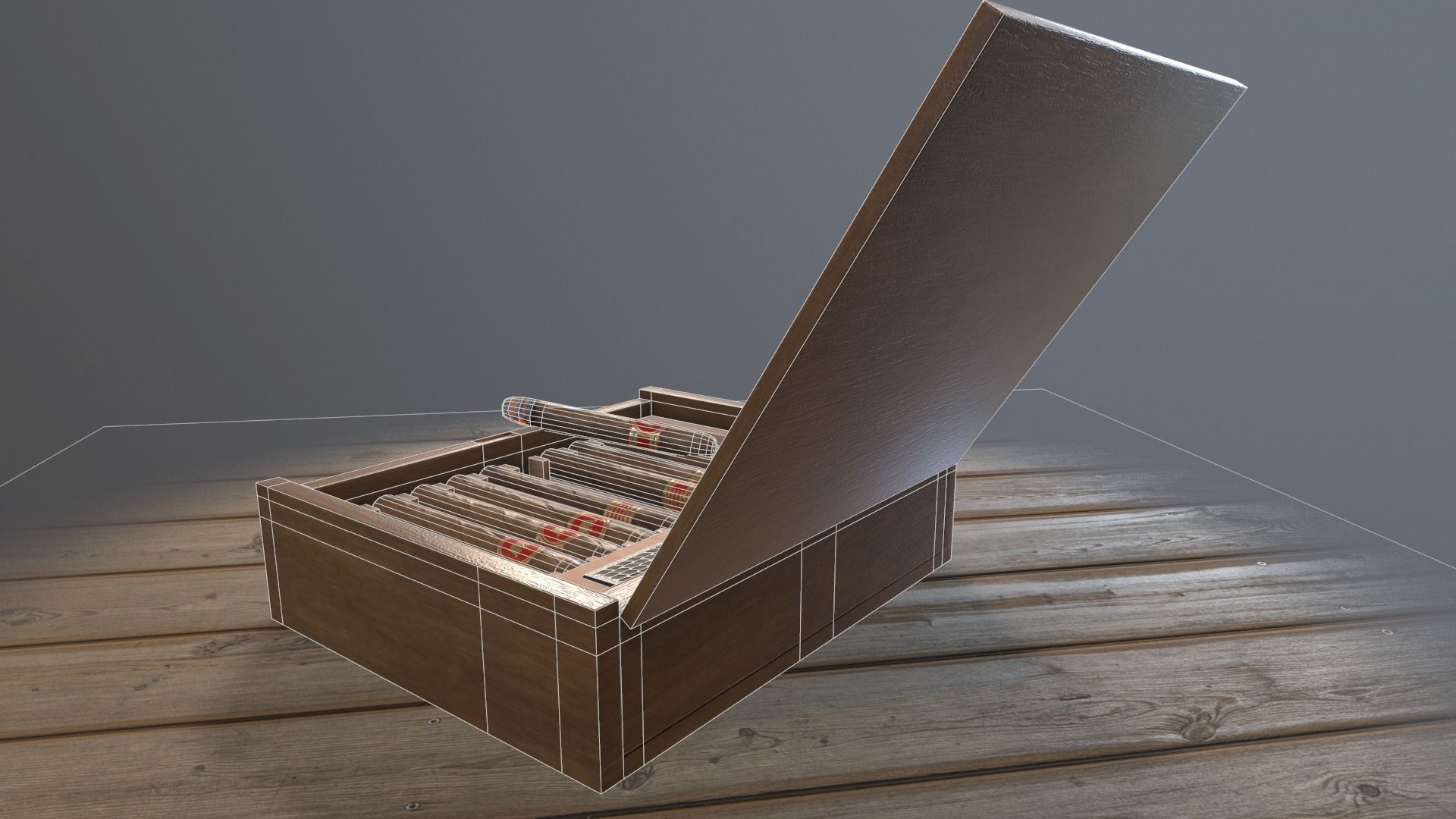 Cigars Box Low-poly 3D model_6