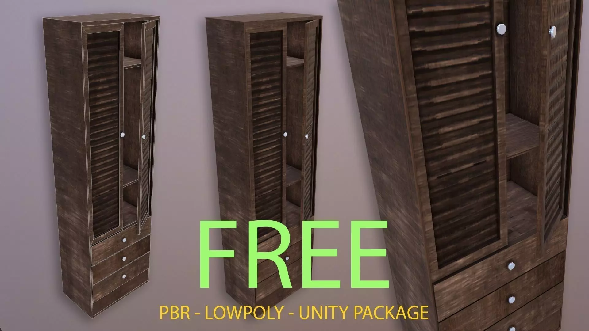Rustic Wardrobe - Unity Ready Free low-poly 3D model