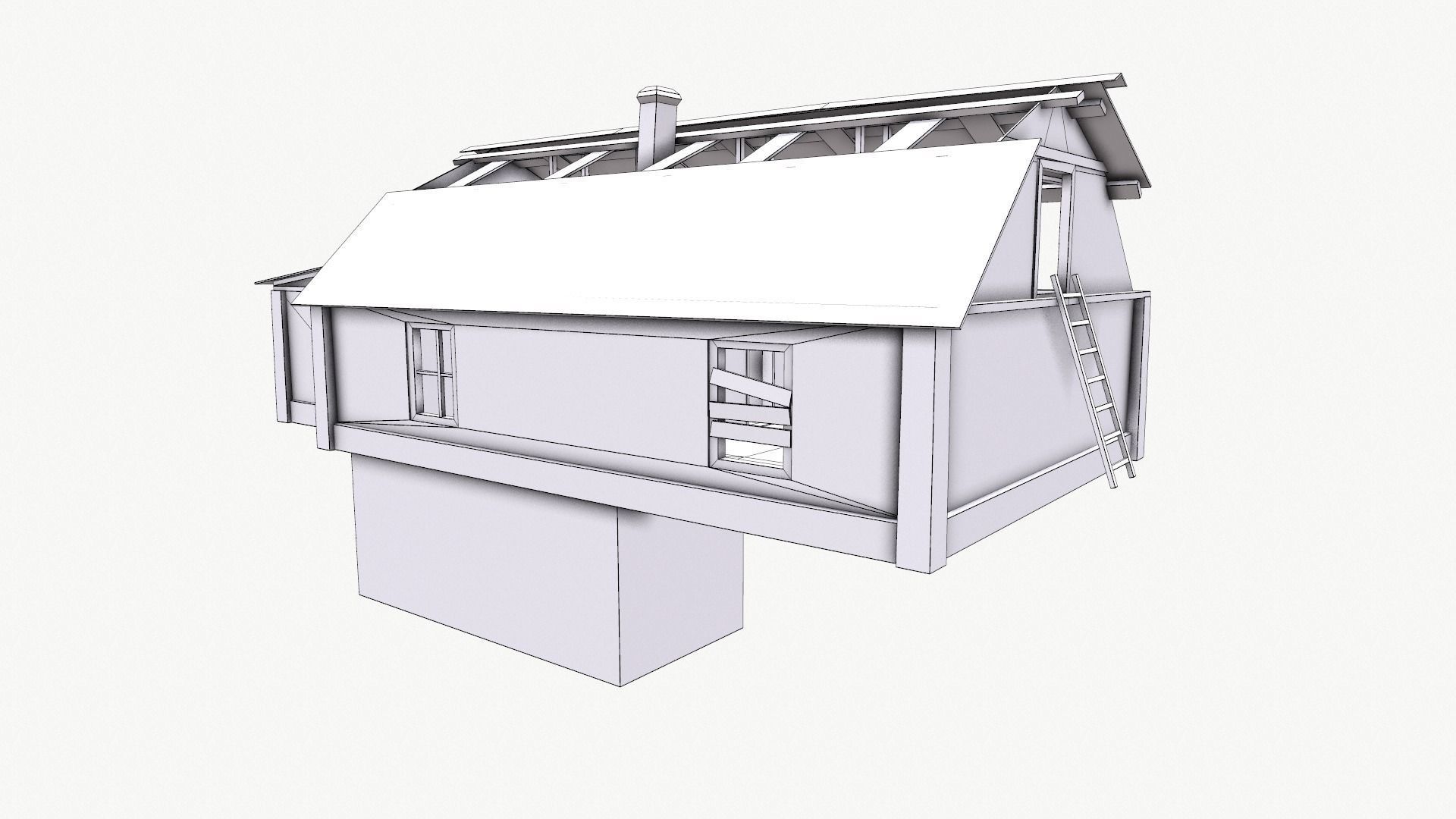 An Old House f Low-poly 3D model_27