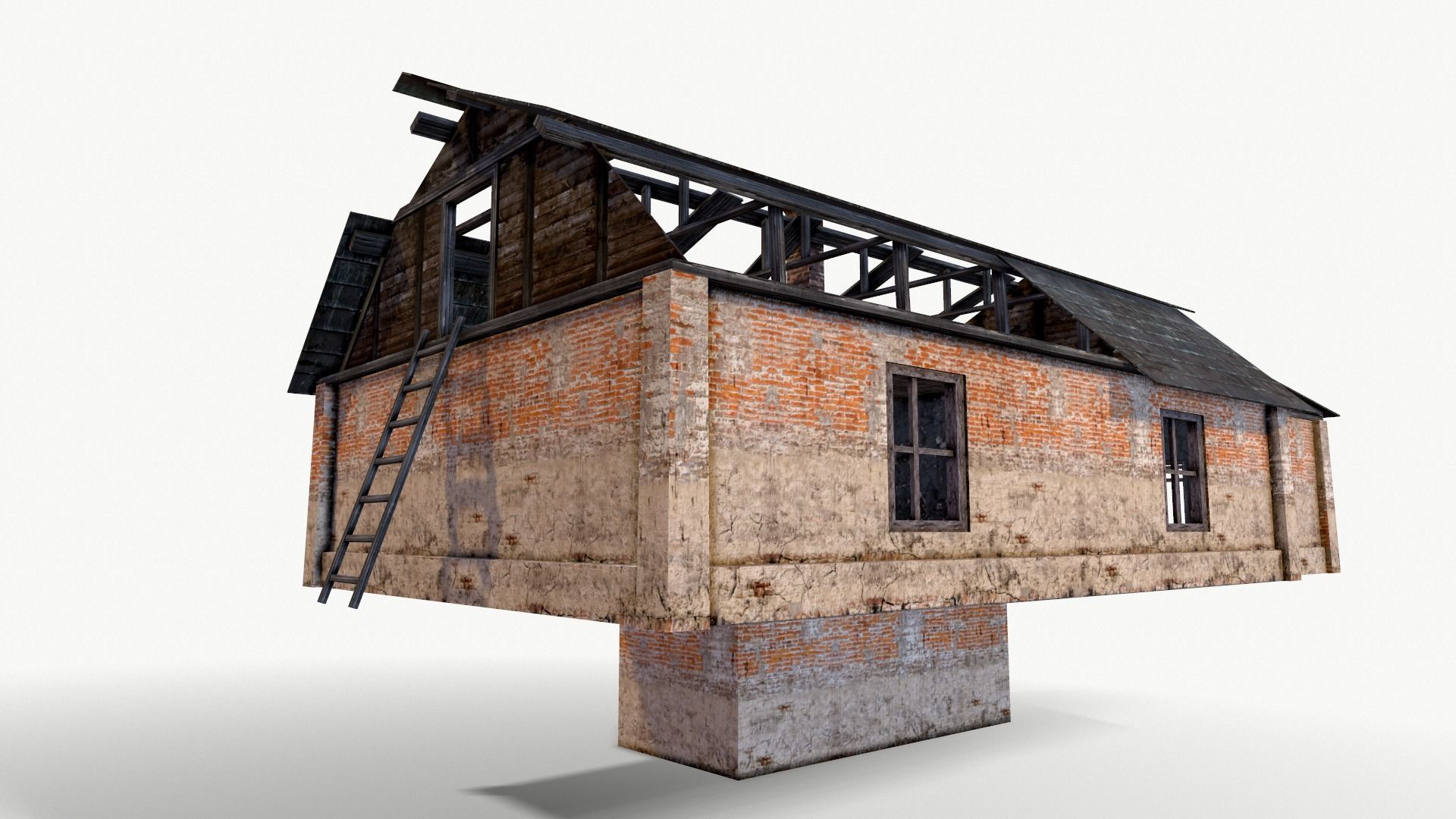 An Old House f Low-poly 3D model_3