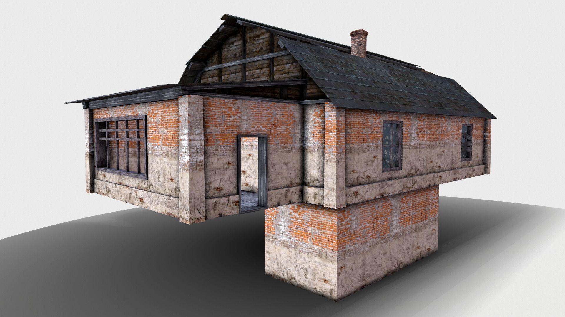 An Old House f Low-poly 3D model_4