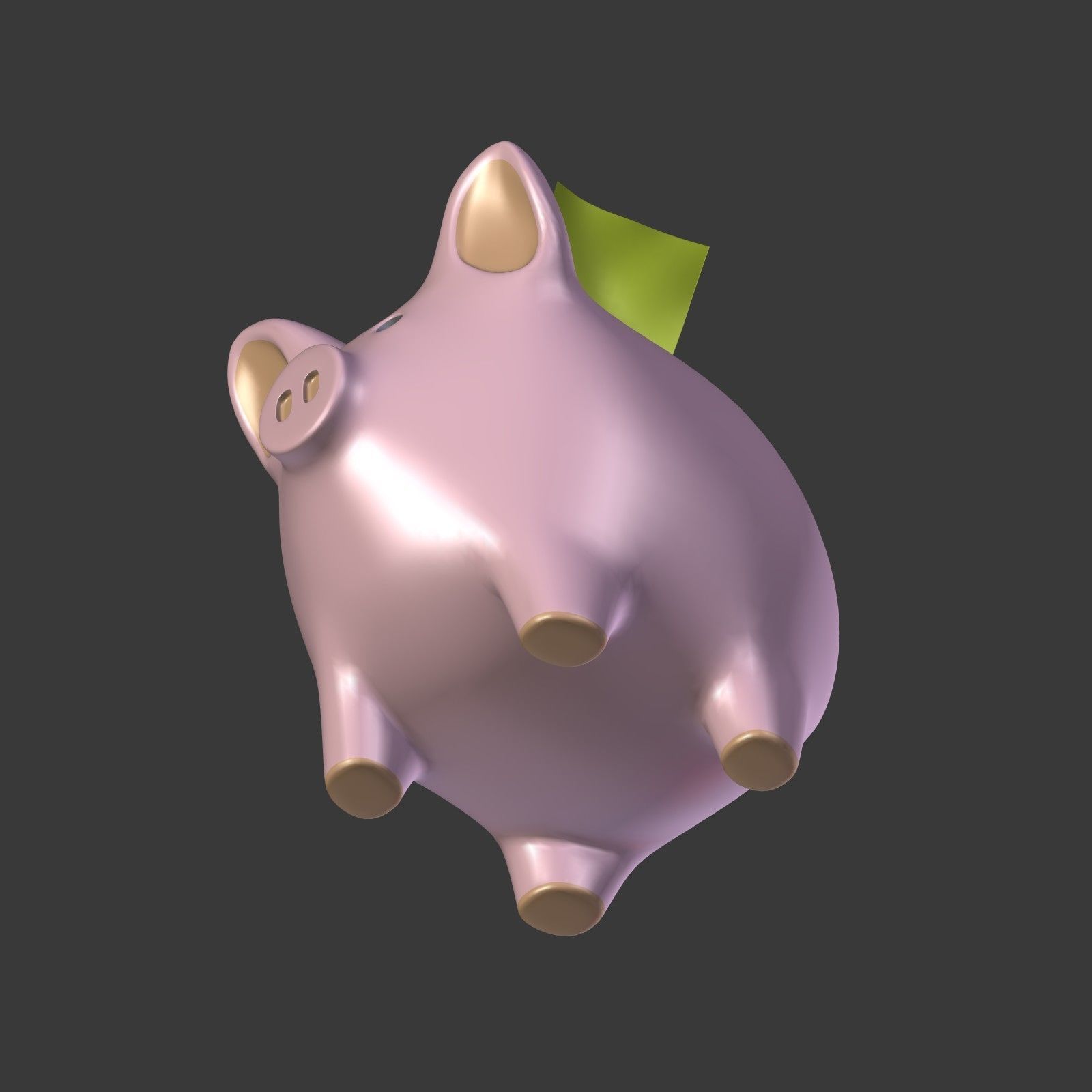 Piggy Bank With Dollar Bills Low-poly 3D model_20