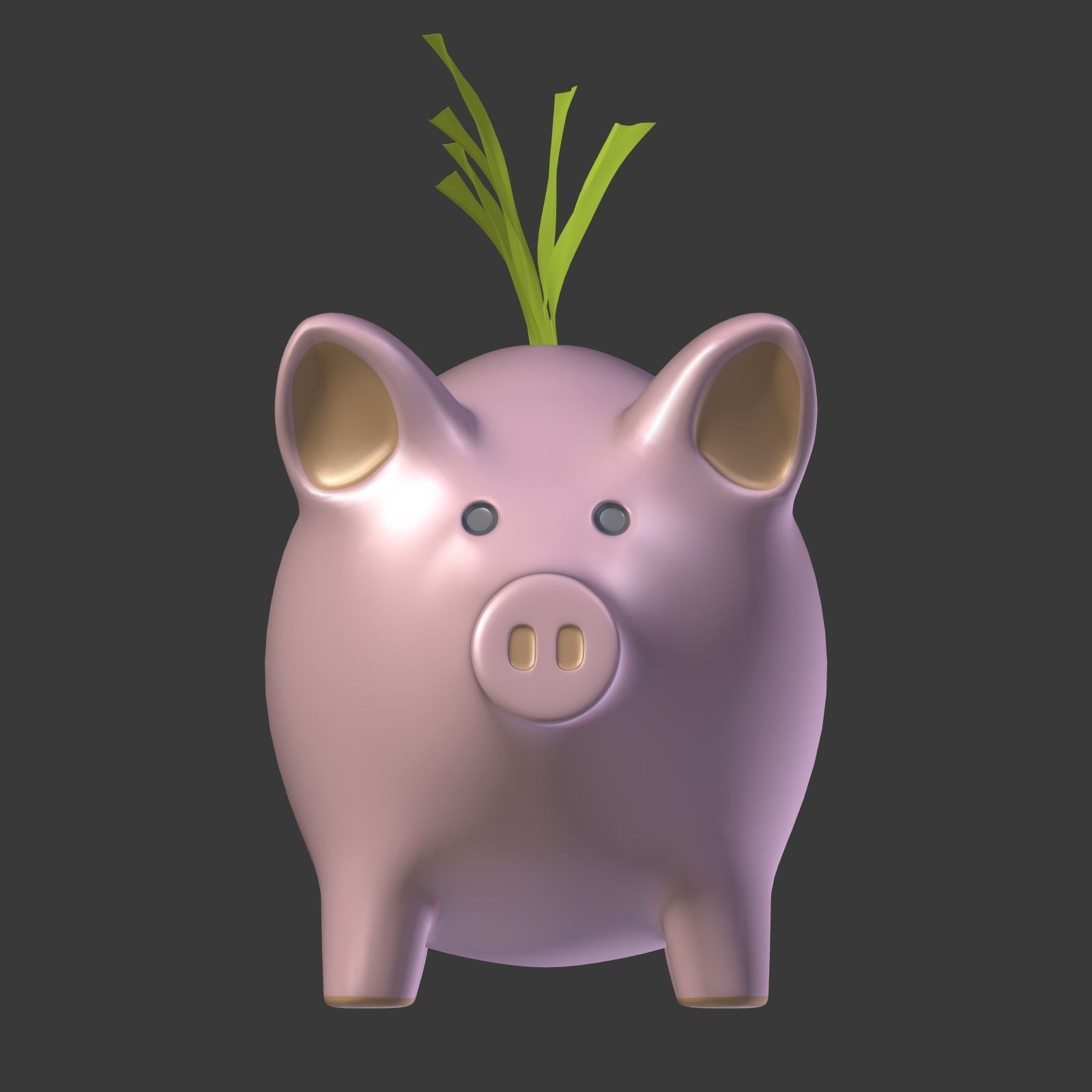 Piggy Bank With Dollar Bills Low-poly 3D model_8