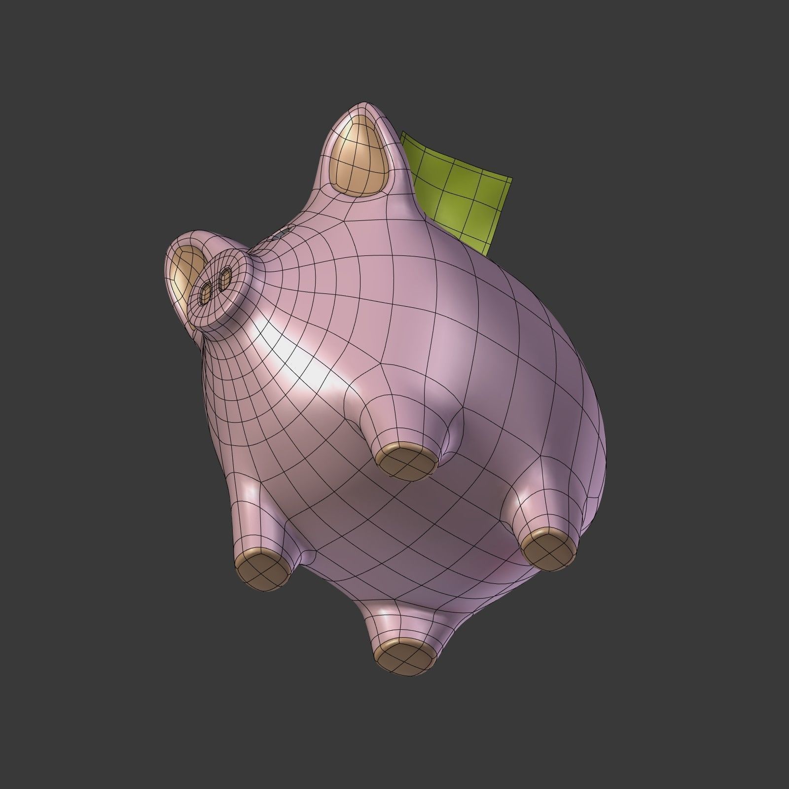 Piggy Bank With Dollar Bills Low-poly 3D model_19