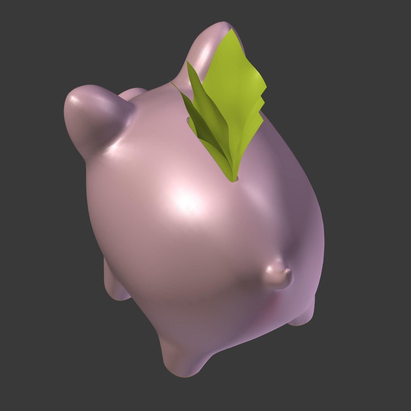 Piggy Bank With Dollar Bills Low-poly 3D model_16
