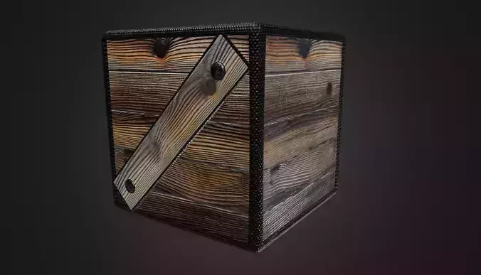 Low Poly Crate wooden box Low-poly 3D model