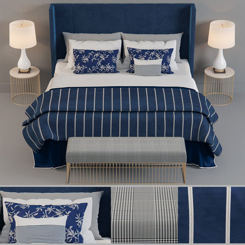 Blue Hotel Bed Concept 3D model