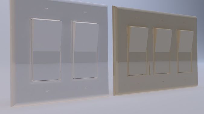Rocker Style 2 gang and 3 gang Switches 3D model