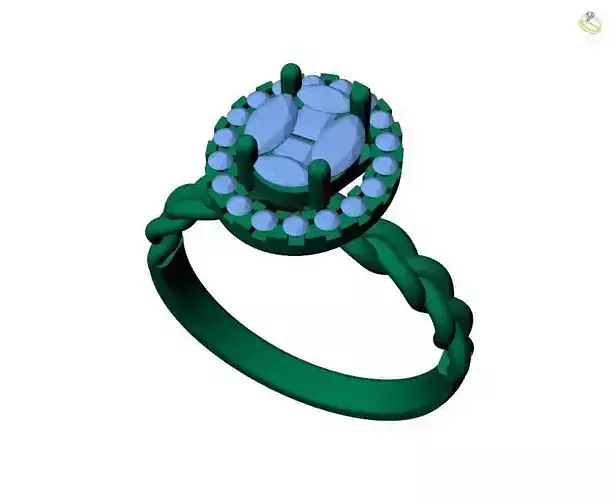 APLR0013 engagement ring with stone 3D print model