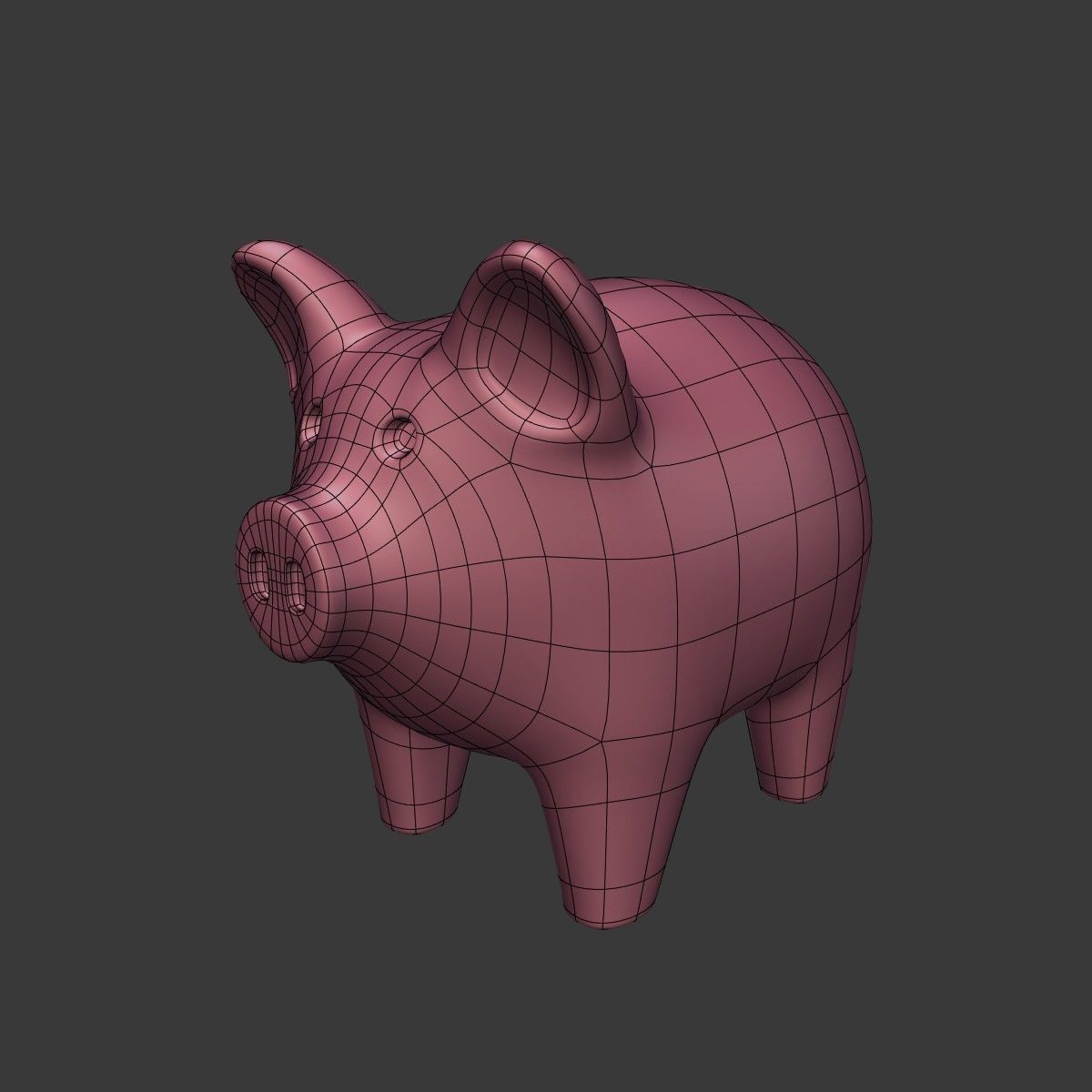 Cartoon Pig Low-poly 3D model_4