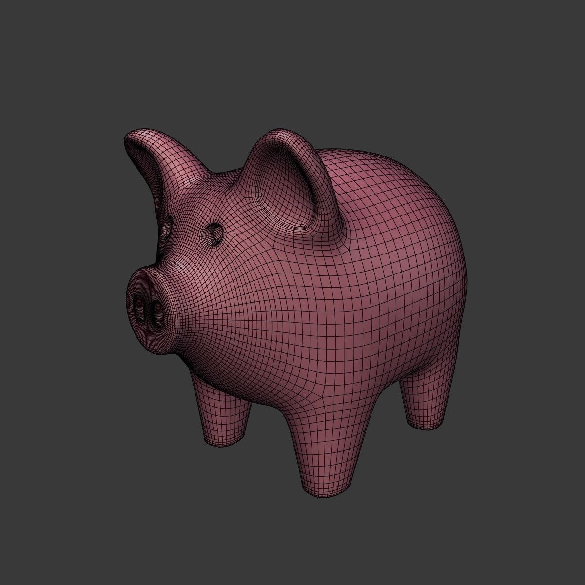 Cartoon Pig Low-poly 3D model_6