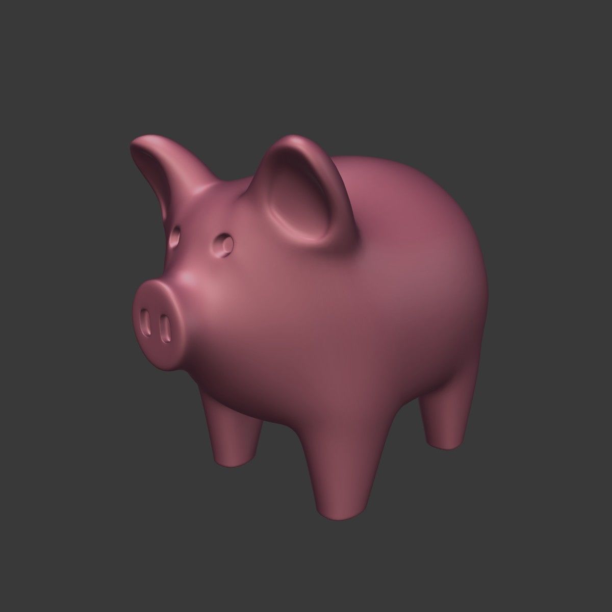 Cartoon Pig Low-poly 3D model_2