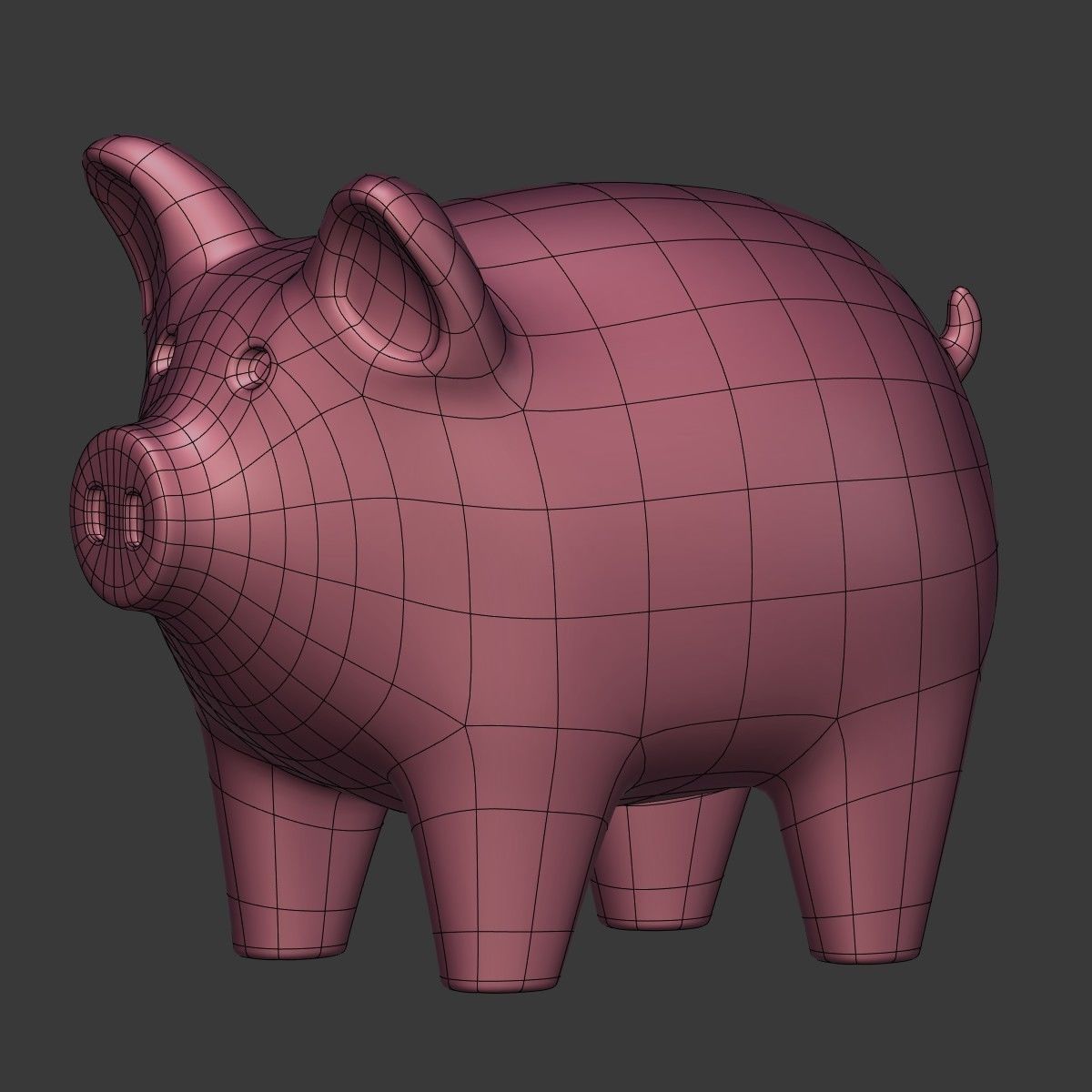 Cartoon Pig Low-poly 3D model_8