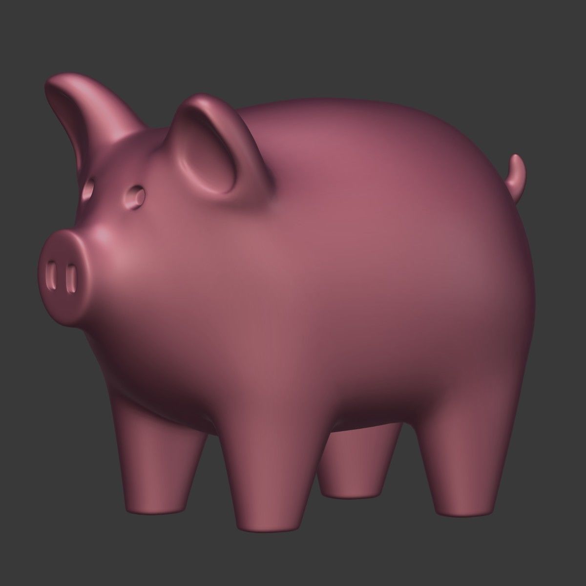 Cartoon Pig Low-poly 3D model_7