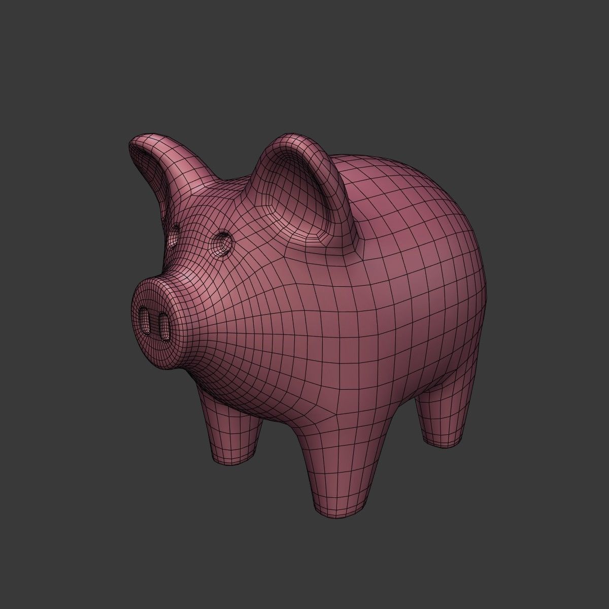 Cartoon Pig Low-poly 3D model_5