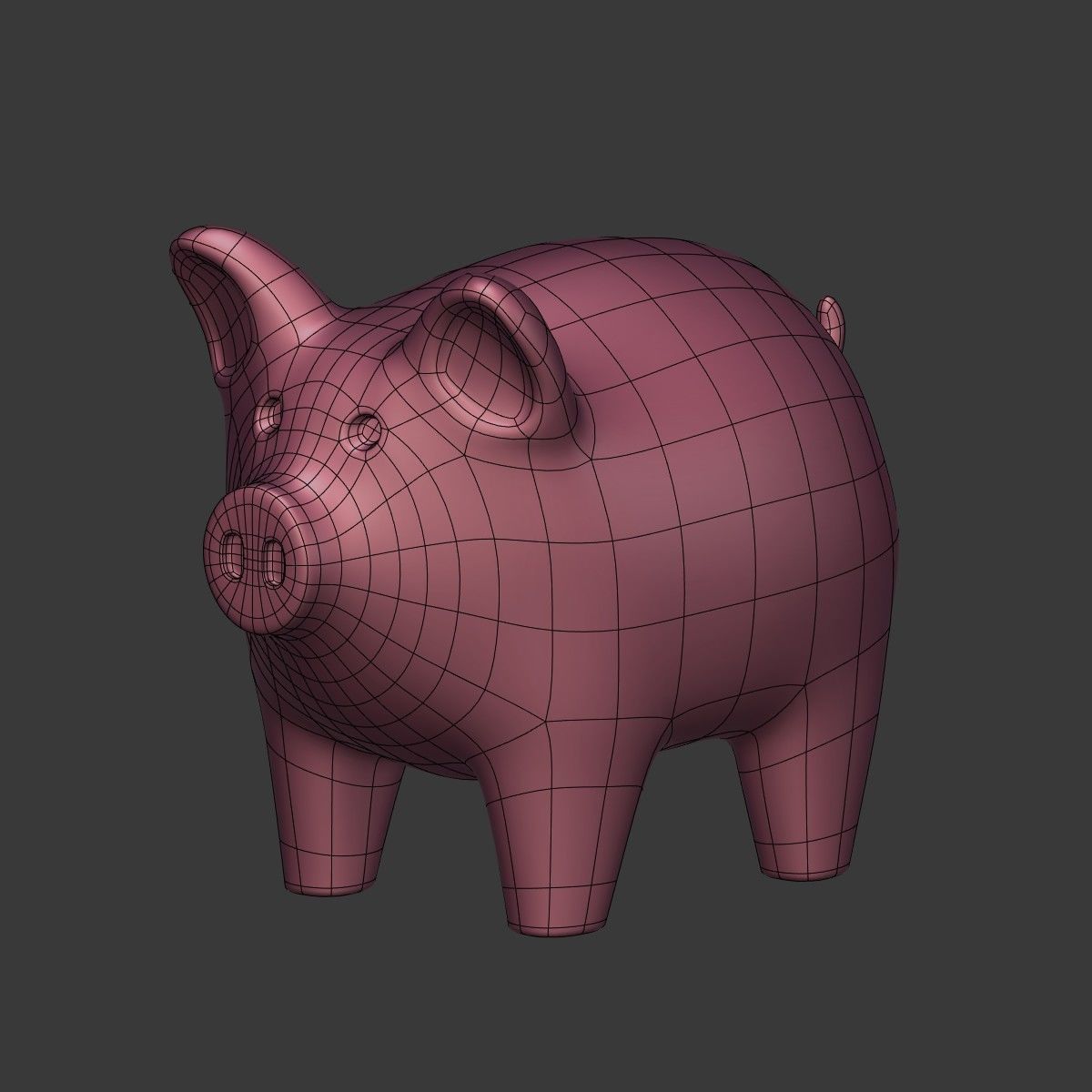 Cartoon Pig Low-poly 3D model_10