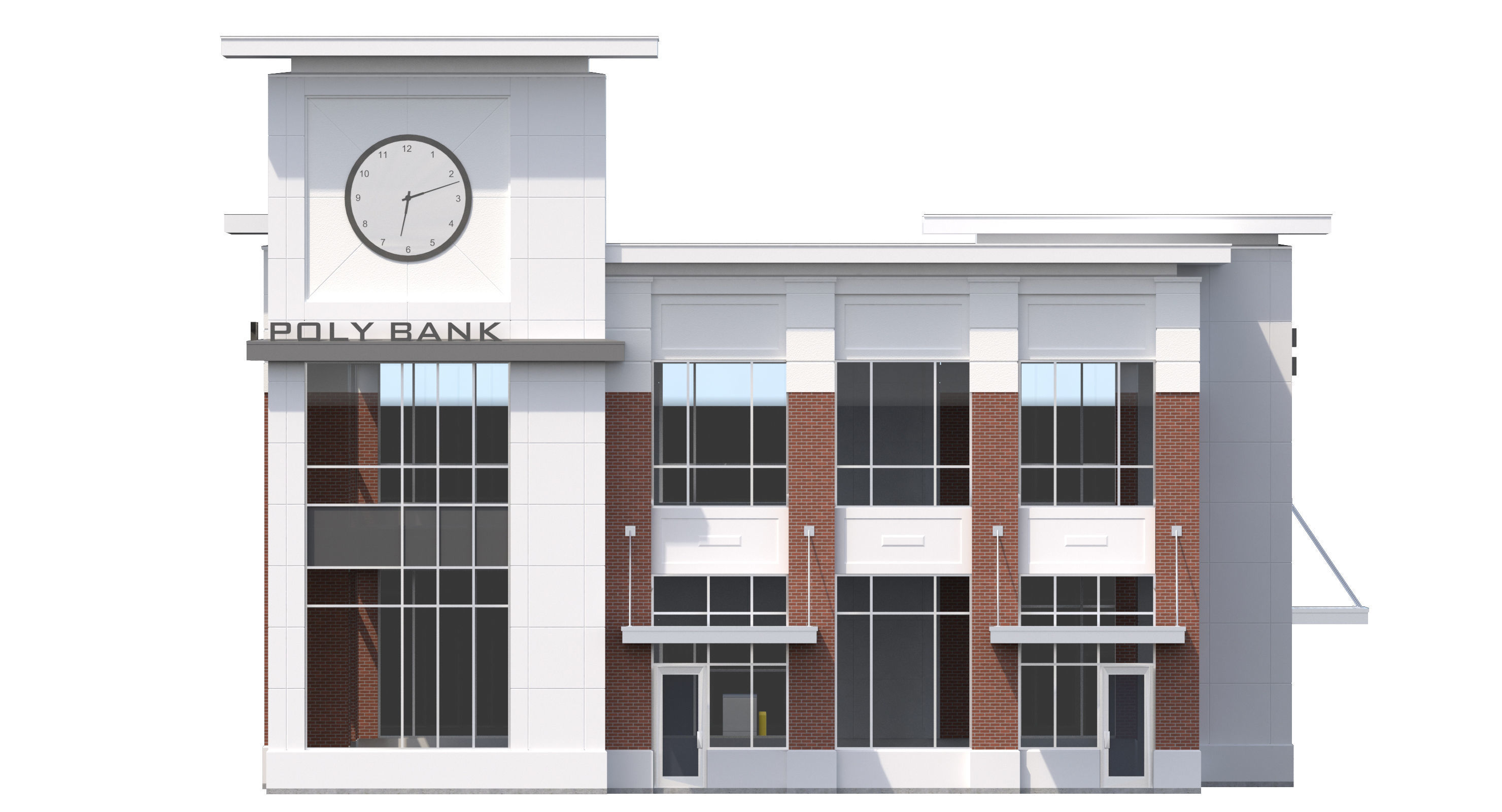Commercial Building-023 Bank With Drive-thru 3D model_14