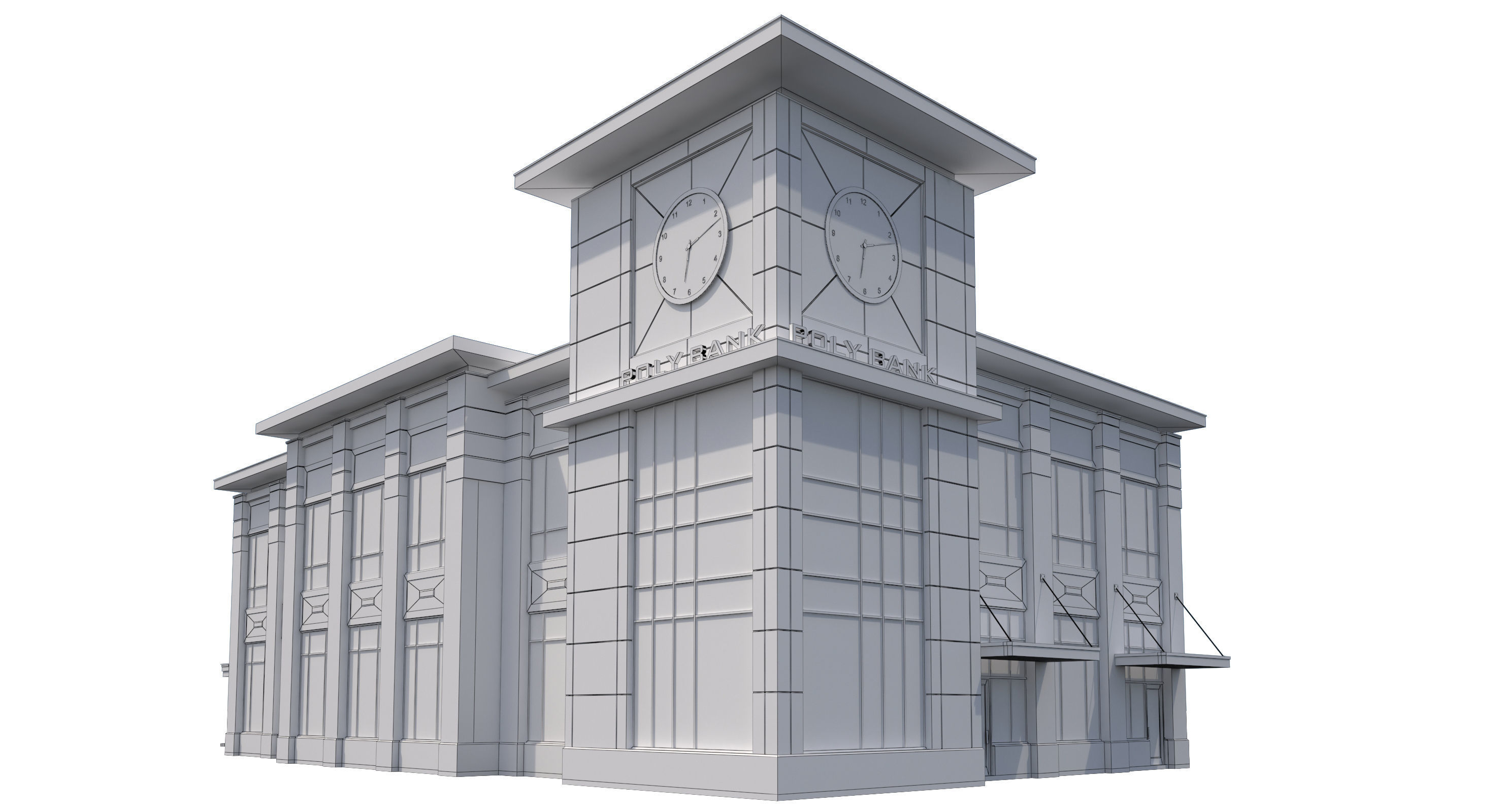 Commercial Building-023 Bank With Drive-thru 3D model_20