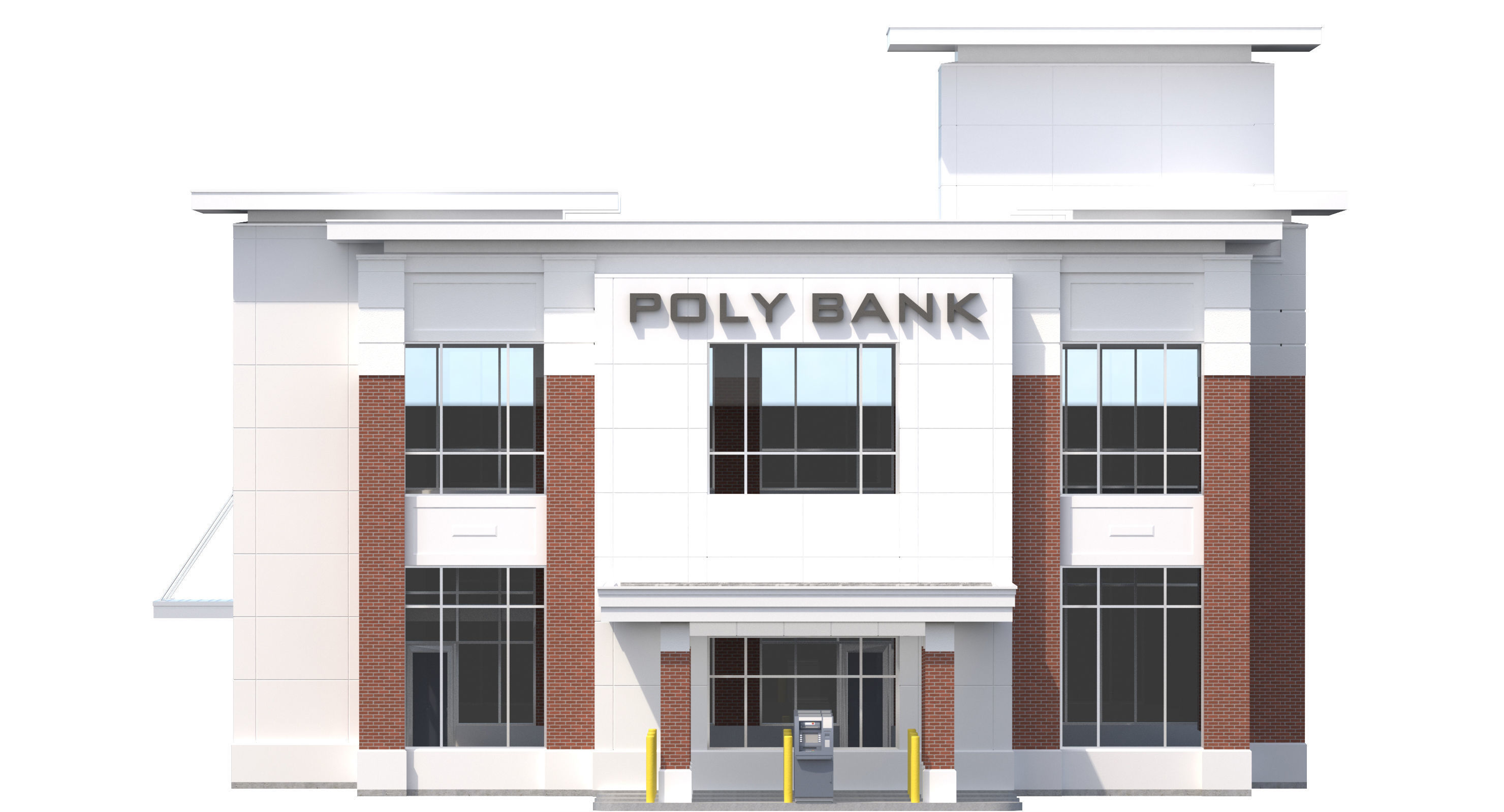 Commercial Building-023 Bank With Drive-thru 3D model_13