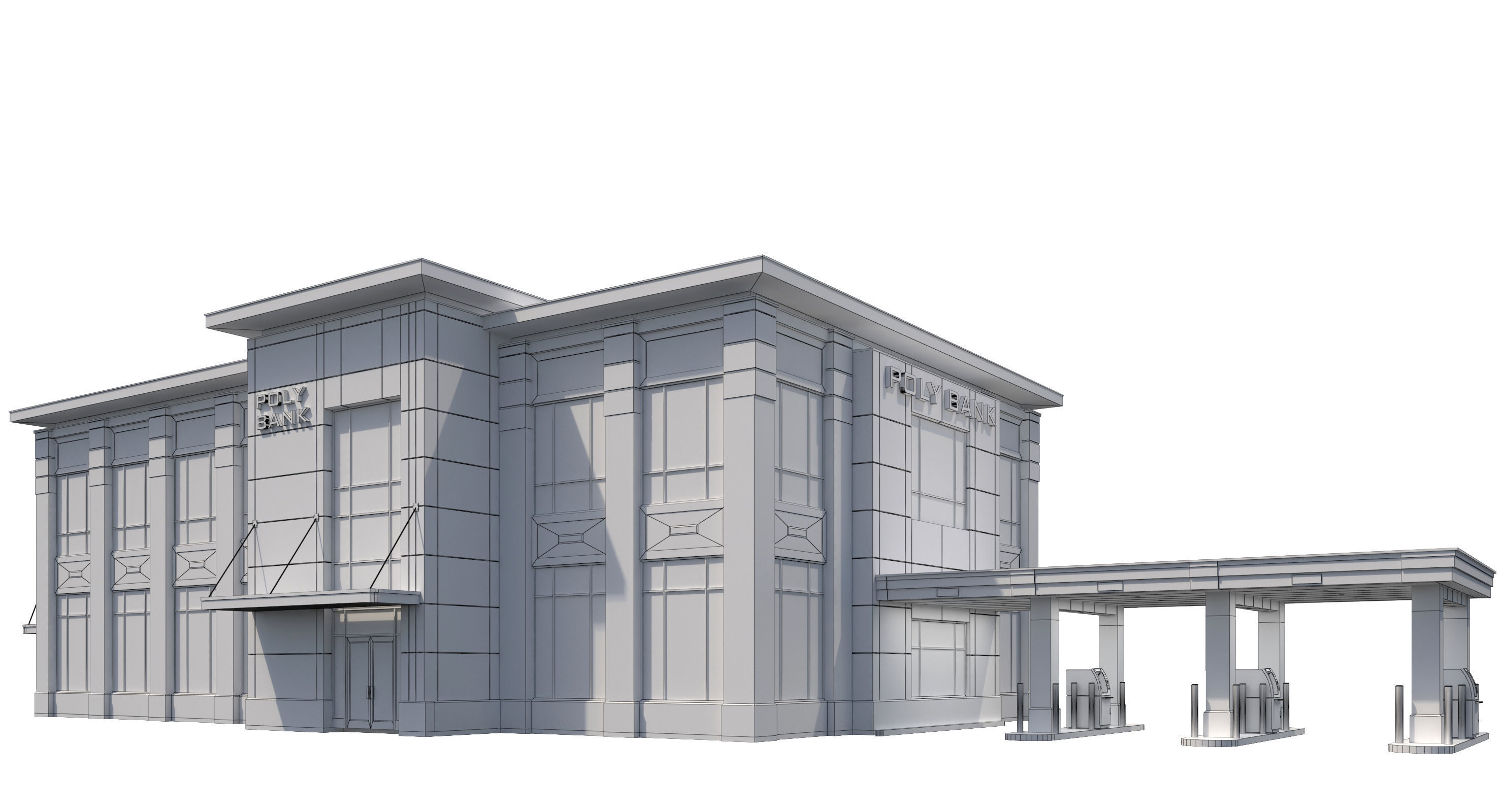 Commercial Building-023 Bank With Drive-thru 3D model_18