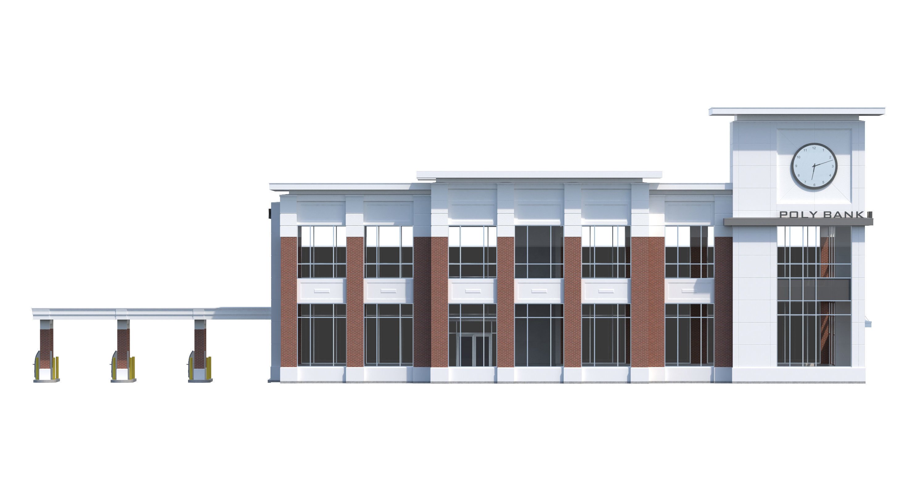 Commercial Building-023 Bank With Drive-thru 3D model_16