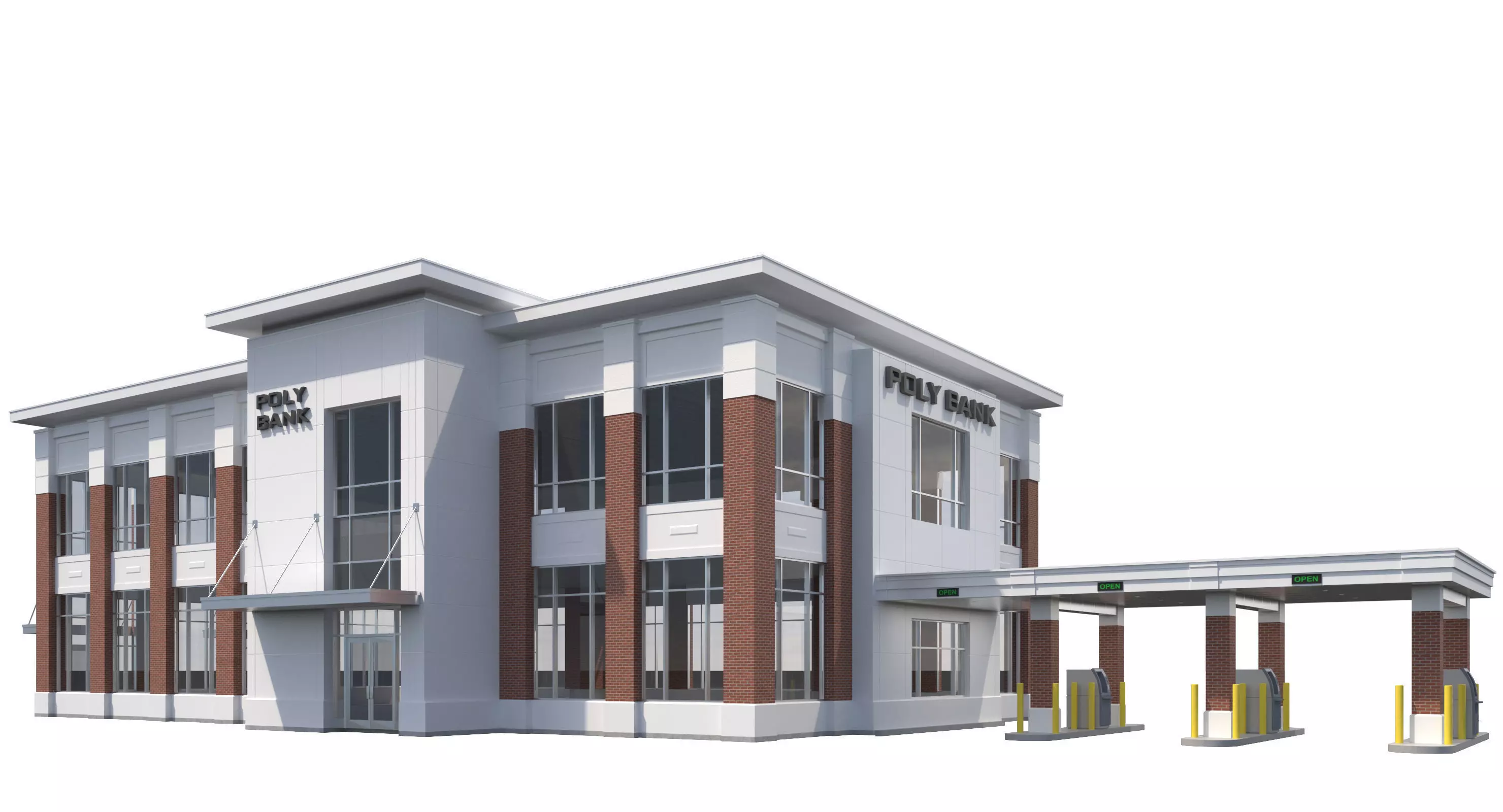 Commercial Building-023 Bank With Drive-thru 3D model_0
