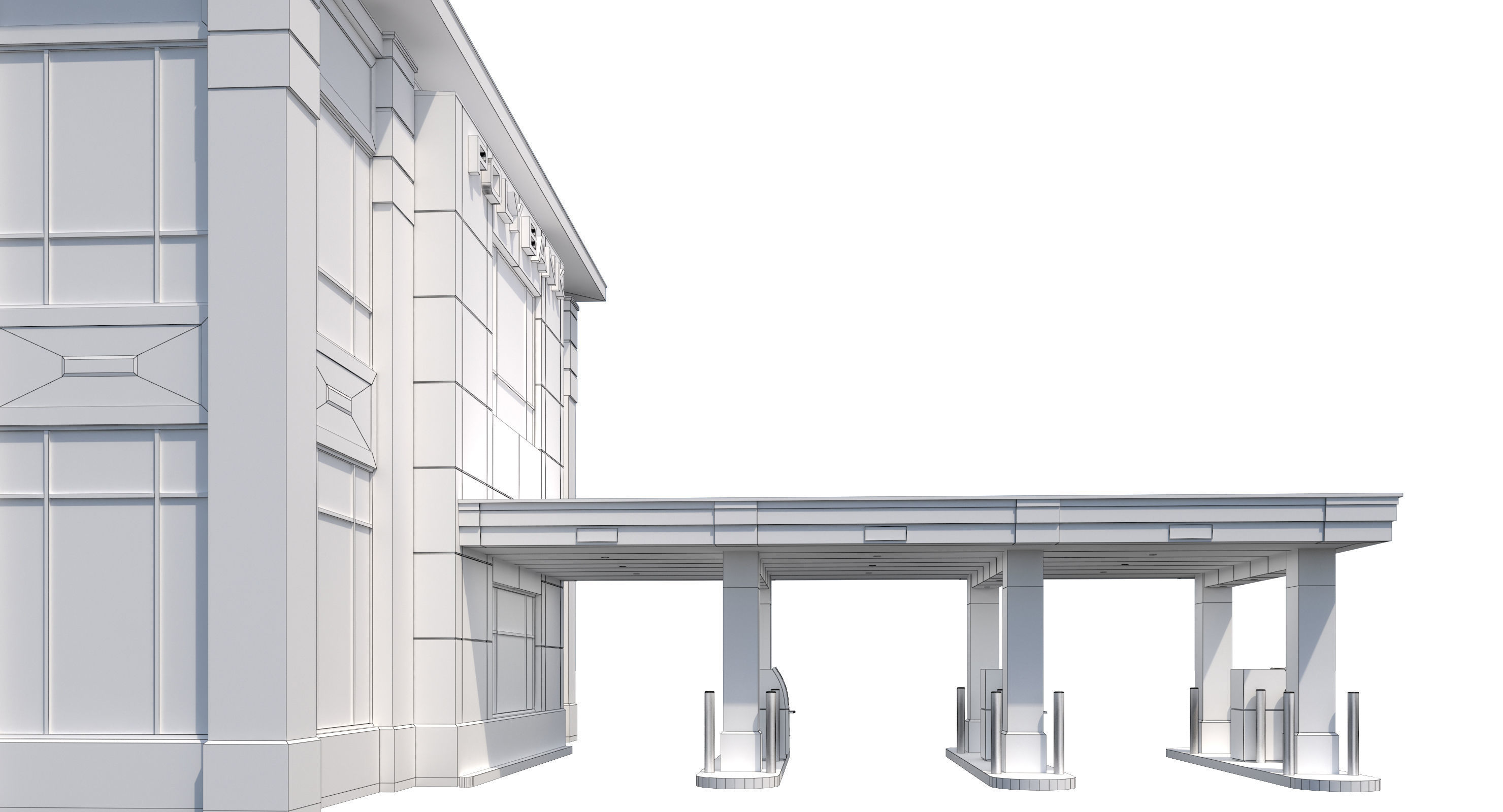 Commercial Building-023 Bank With Drive-thru 3D model_21