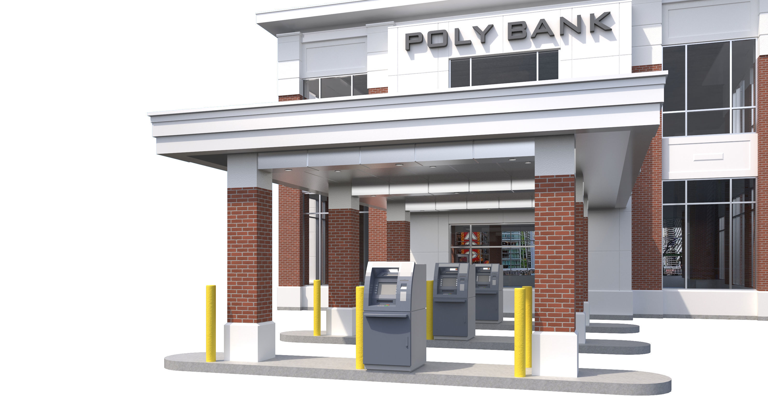 Commercial Building-023 Bank With Drive-thru 3D model_2