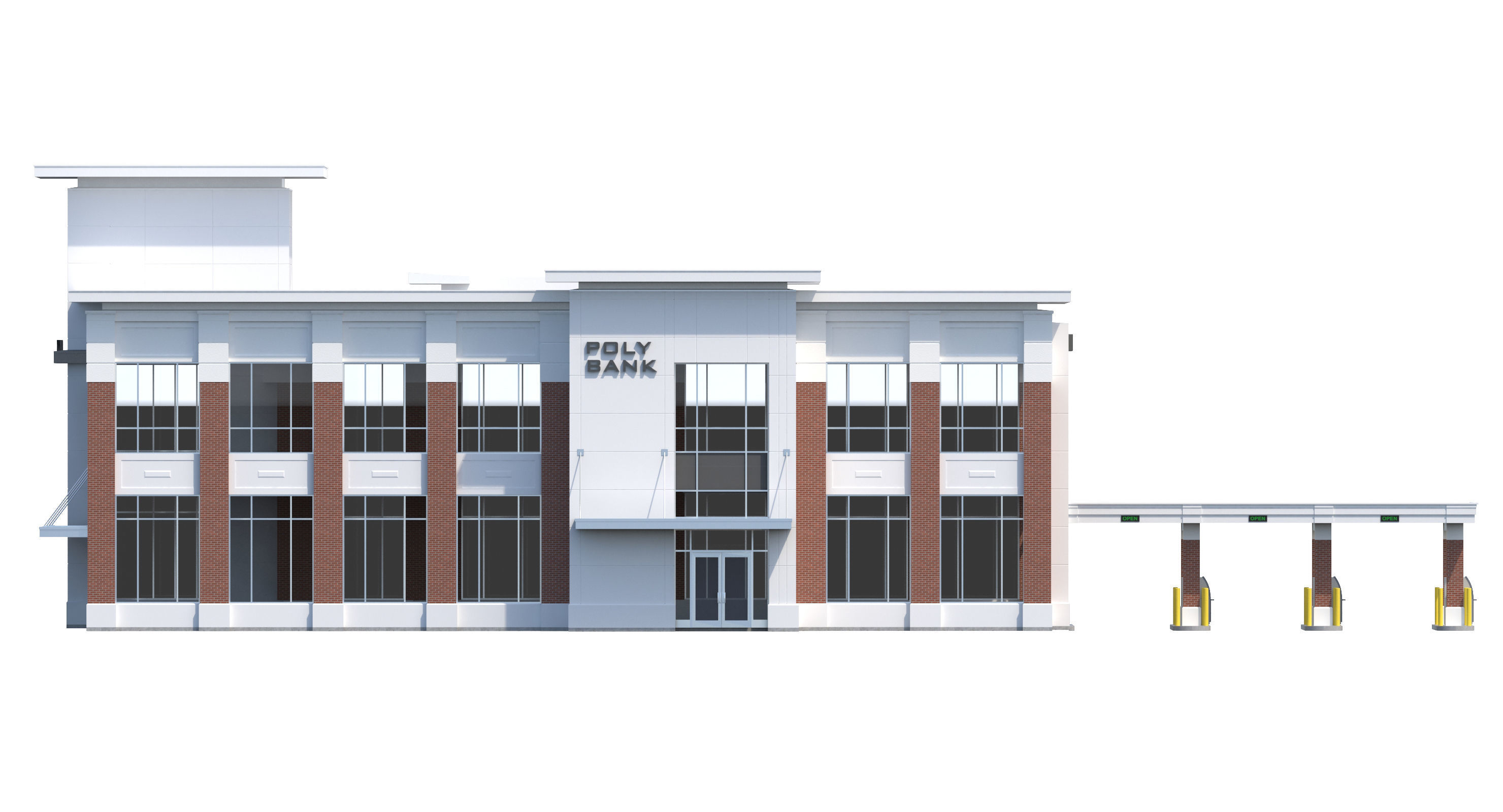 Commercial Building-023 Bank With Drive-thru 3D model_15