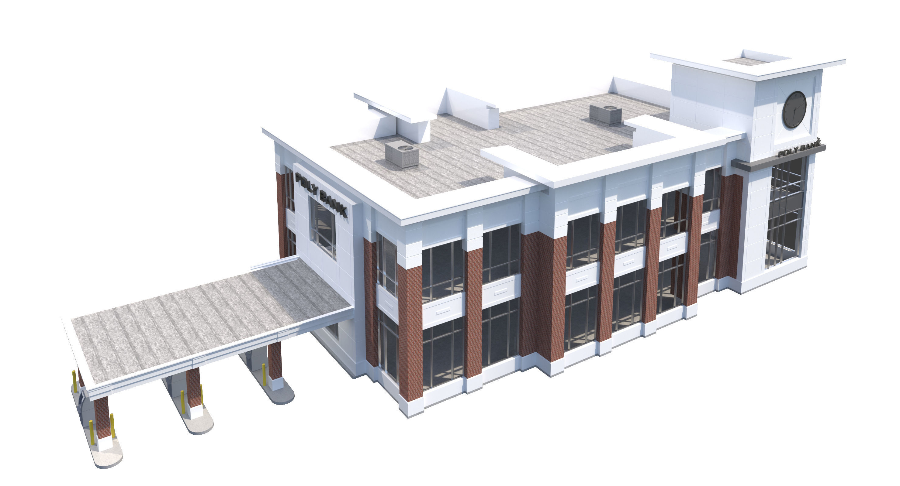 Commercial Building-023 Bank With Drive-thru 3D model_5