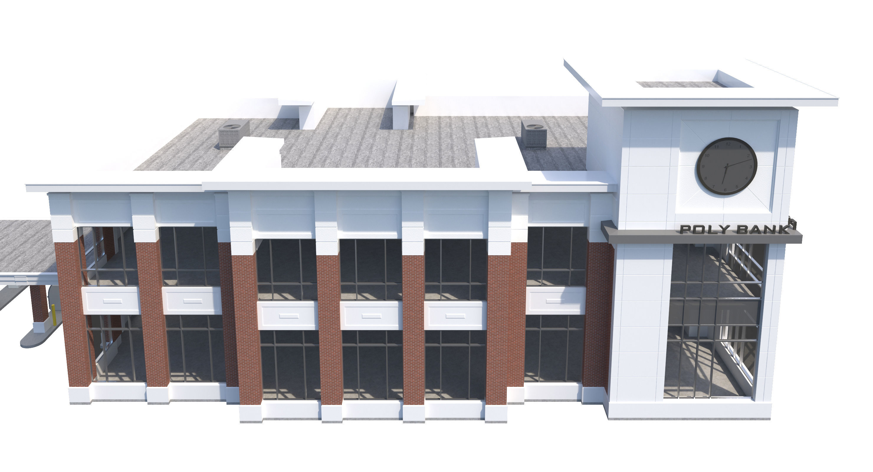 Commercial Building-023 Bank With Drive-thru 3D model_11