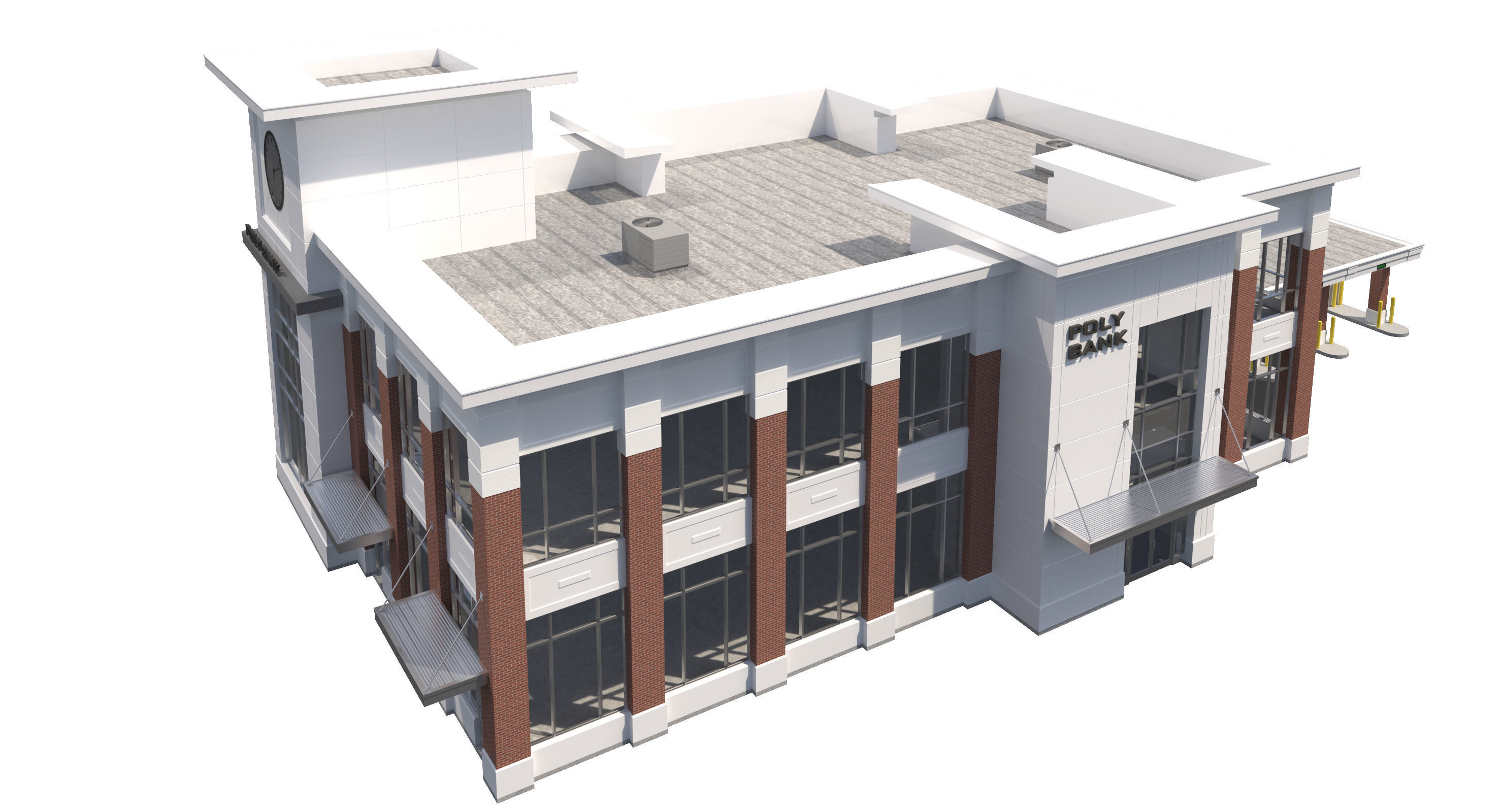 Commercial Building-023 Bank With Drive-thru 3D model_7