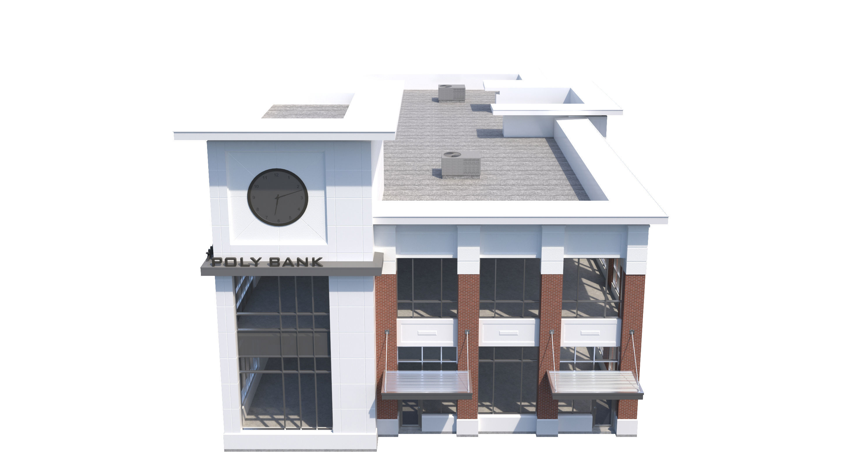 Commercial Building-023 Bank With Drive-thru 3D model_10