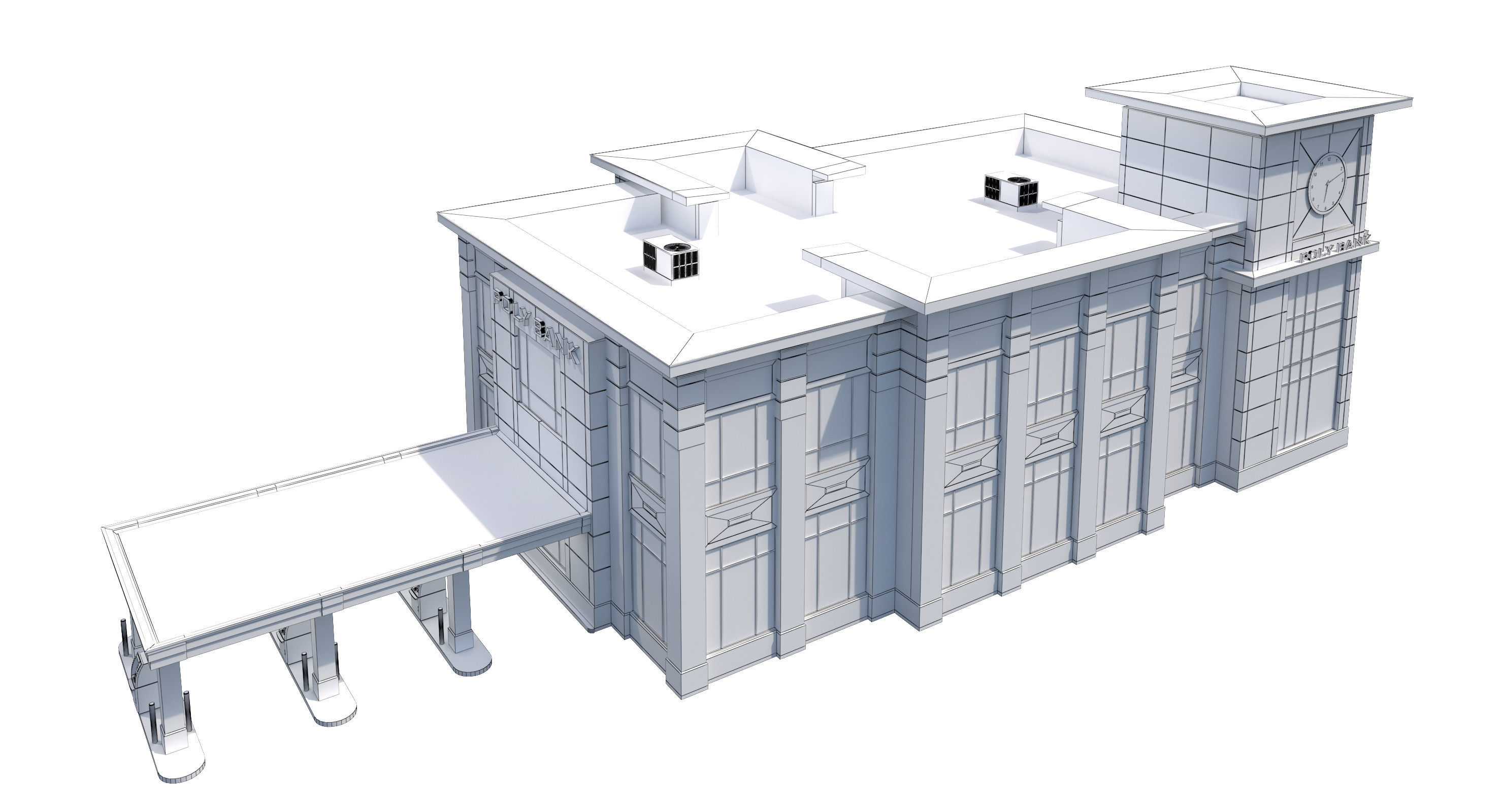 Commercial Building-023 Bank With Drive-thru 3D model_19