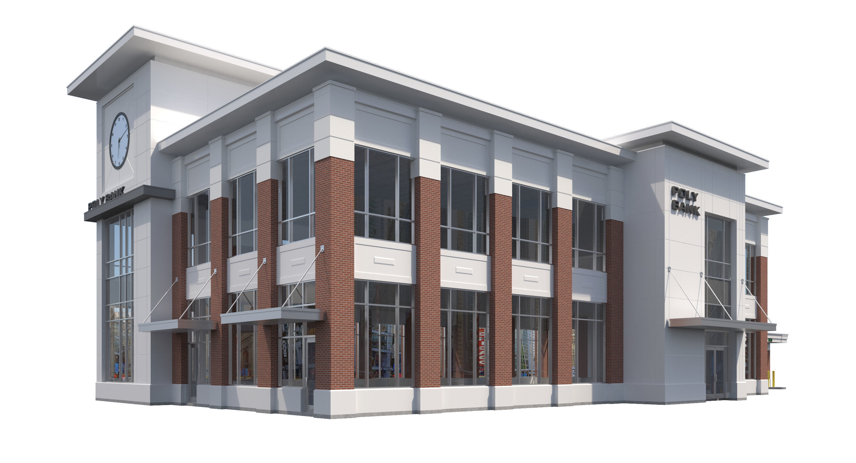 Commercial Building-023 Bank With Drive-thru 3D model_1