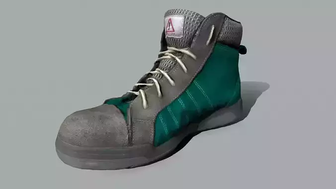 Boot 3D model lowpoly pair of work boots