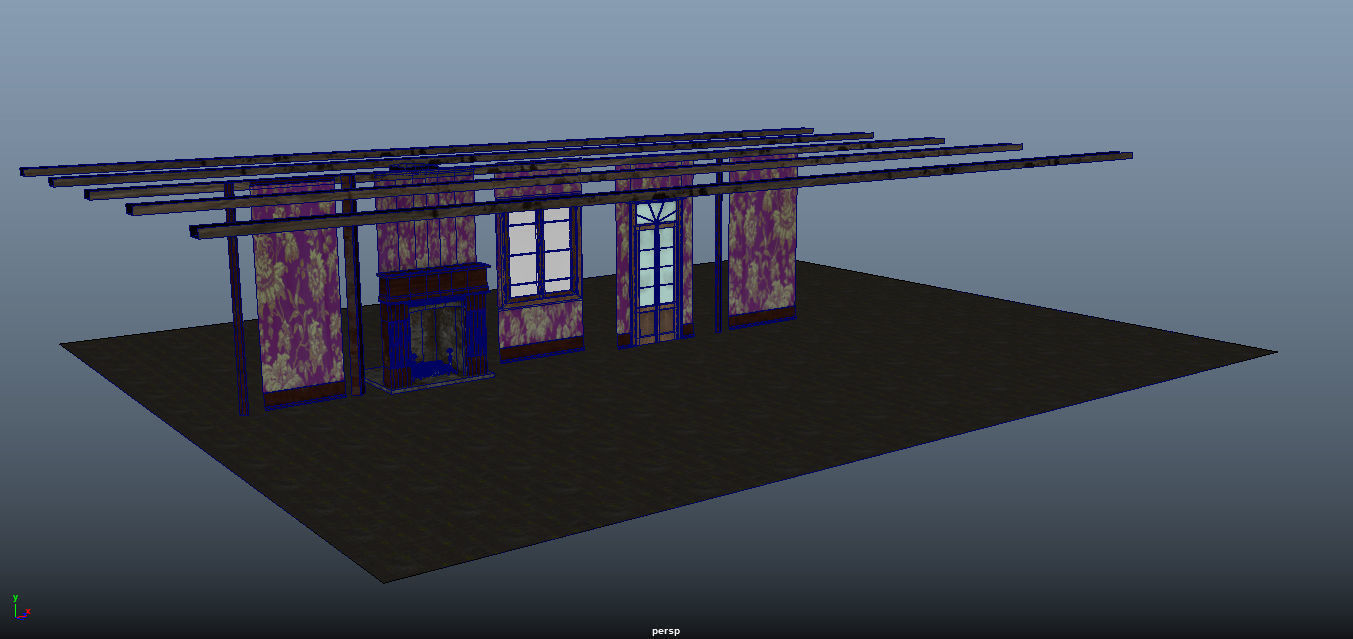 Modular Abandoned Interior Old House Low-poly 3D model_6