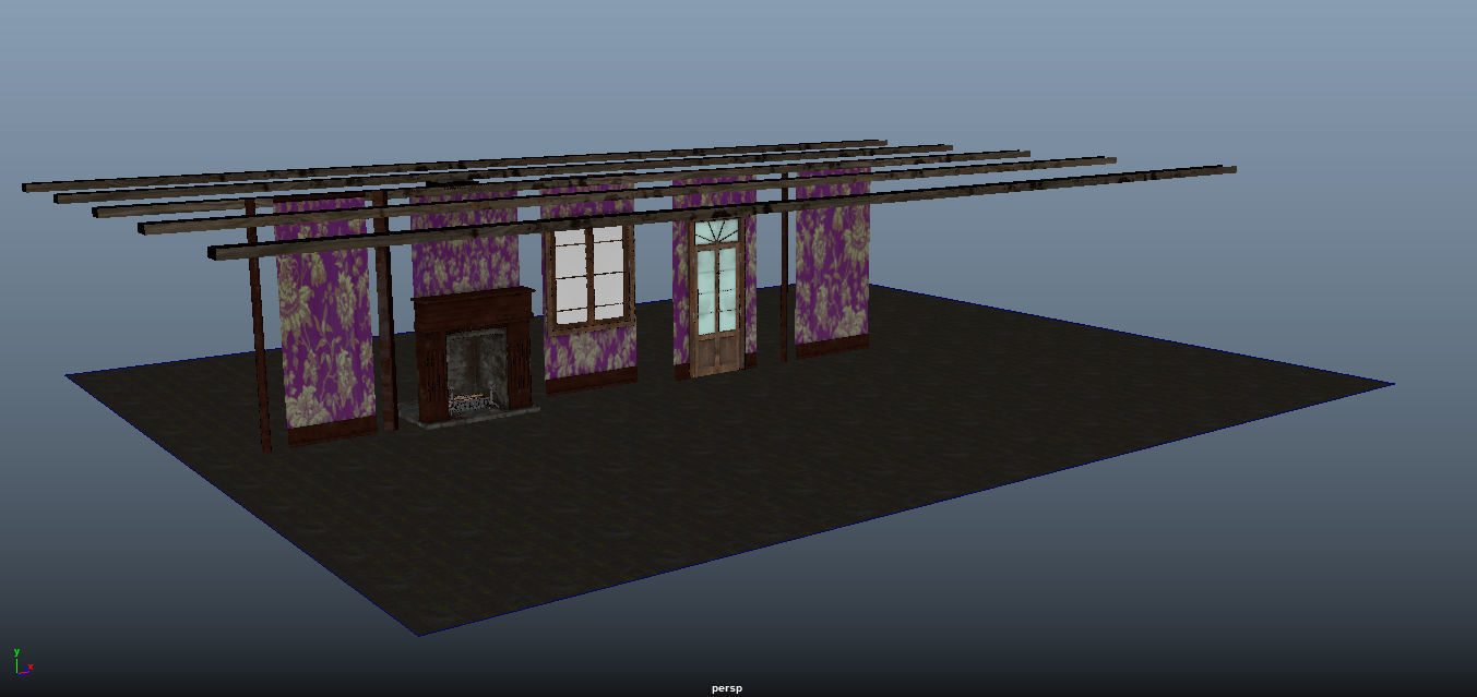 Modular Abandoned Interior Old House Low-poly 3D model_3