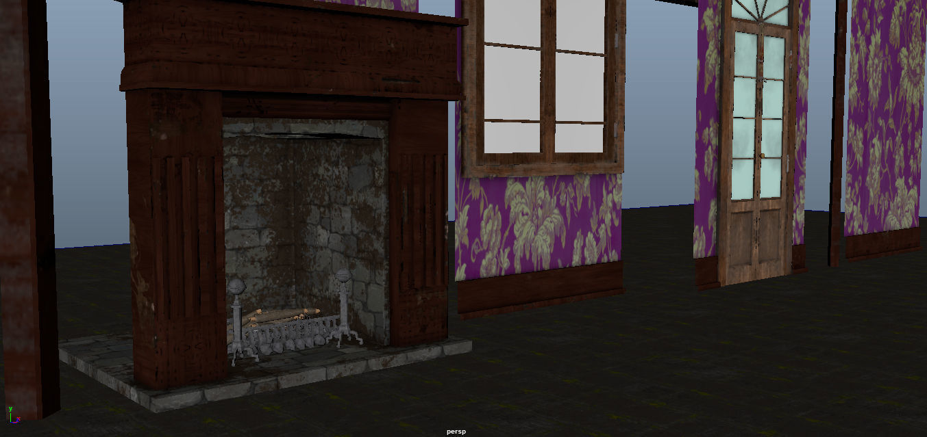 Modular Abandoned Interior Old House Low-poly 3D model_4