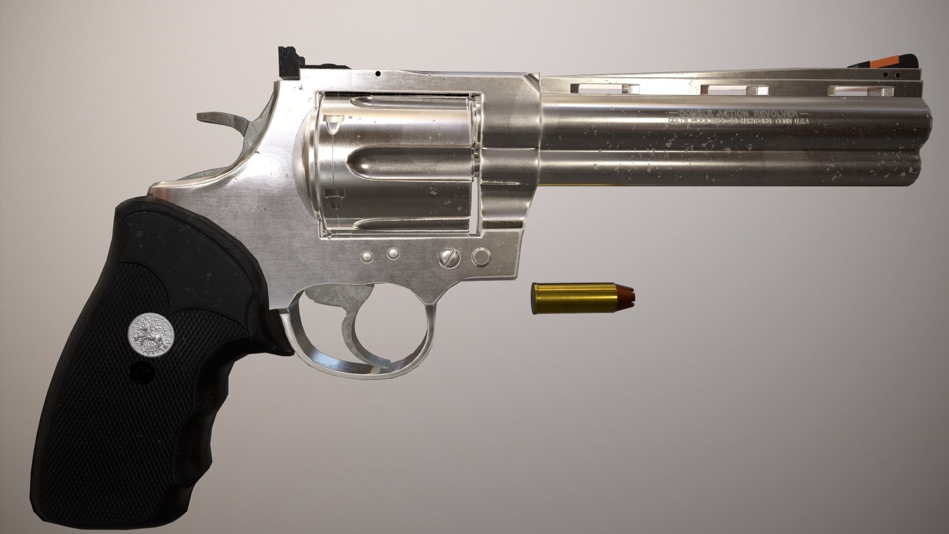 Colt Anaconda 44 magnum lowpoly Low-poly 3D model_3
