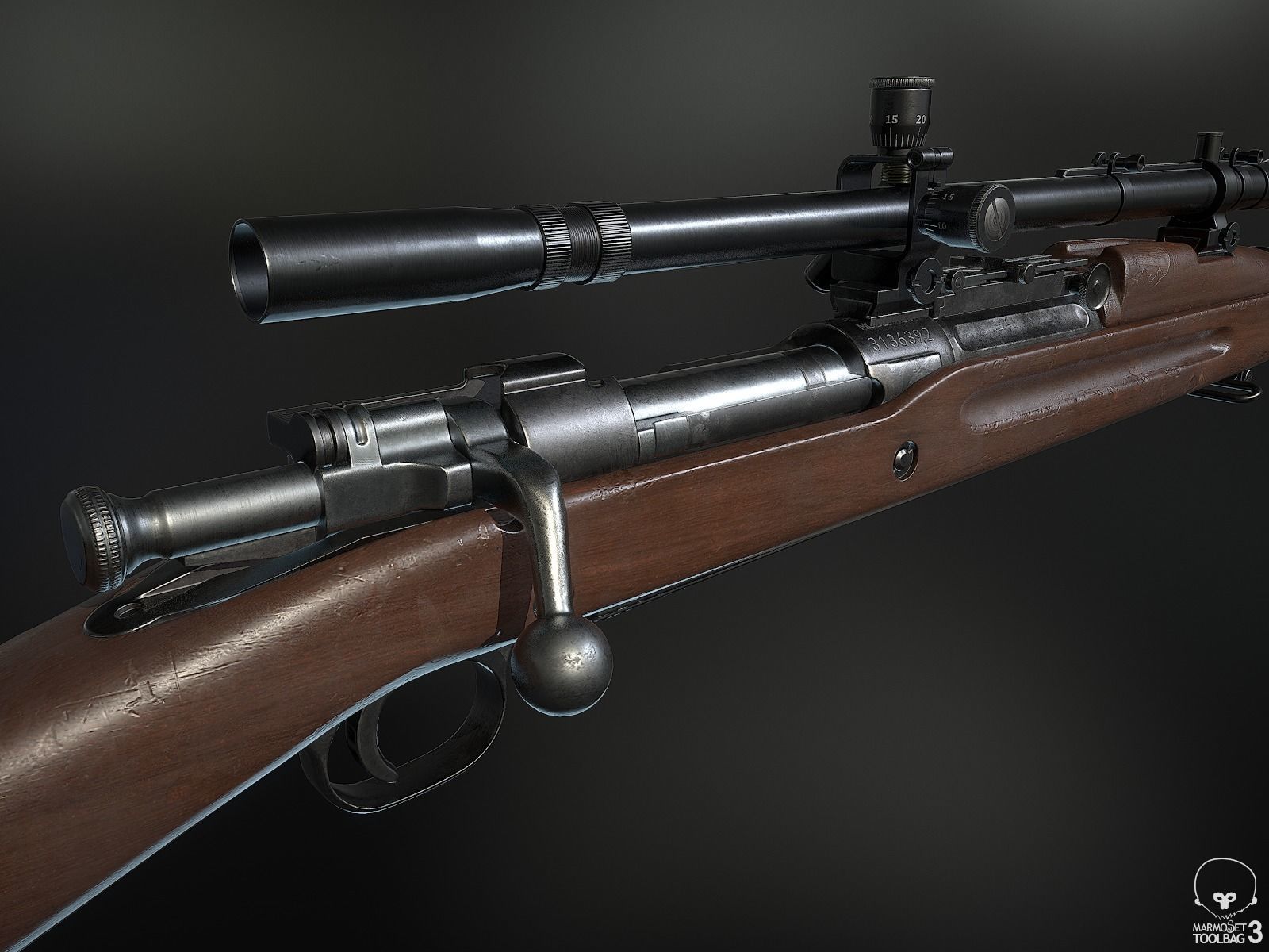 M1903A3 Sniper Low-poly 3D model_5