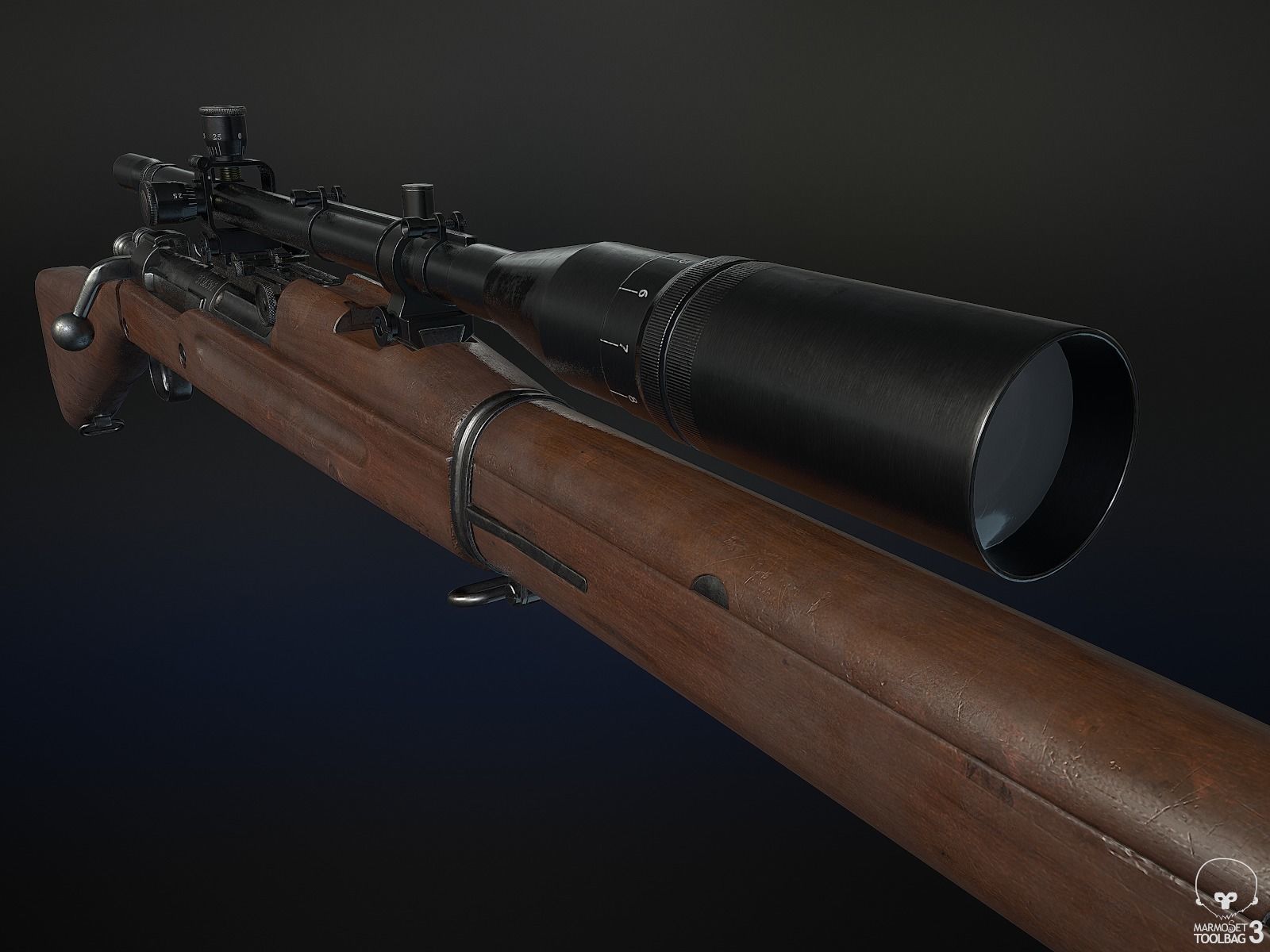 M1903A3 Sniper Low-poly 3D model_4