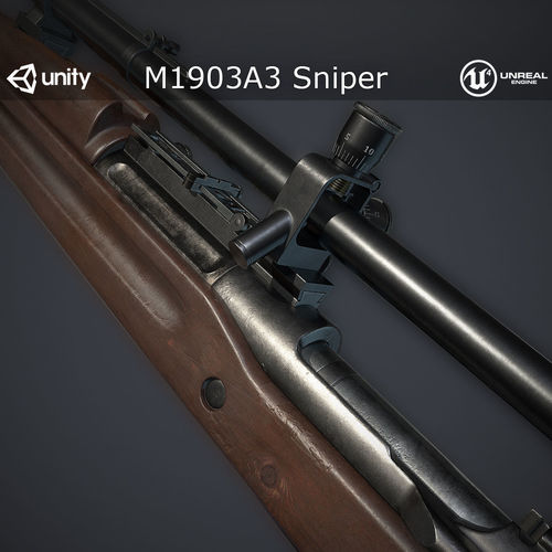 M1903A3 Sniper Low-poly 3D model