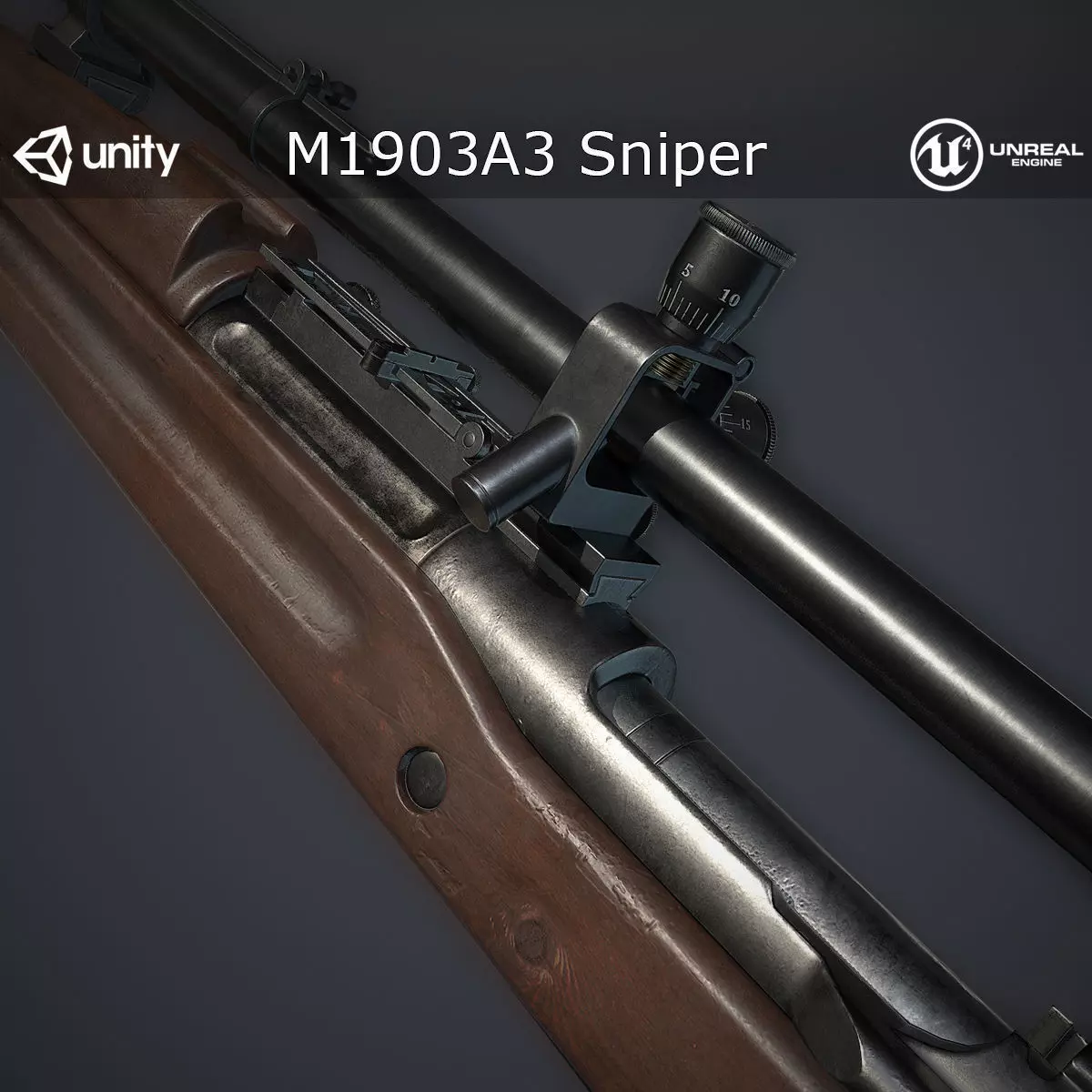 M1903A3 Sniper Low-poly 3D model_0