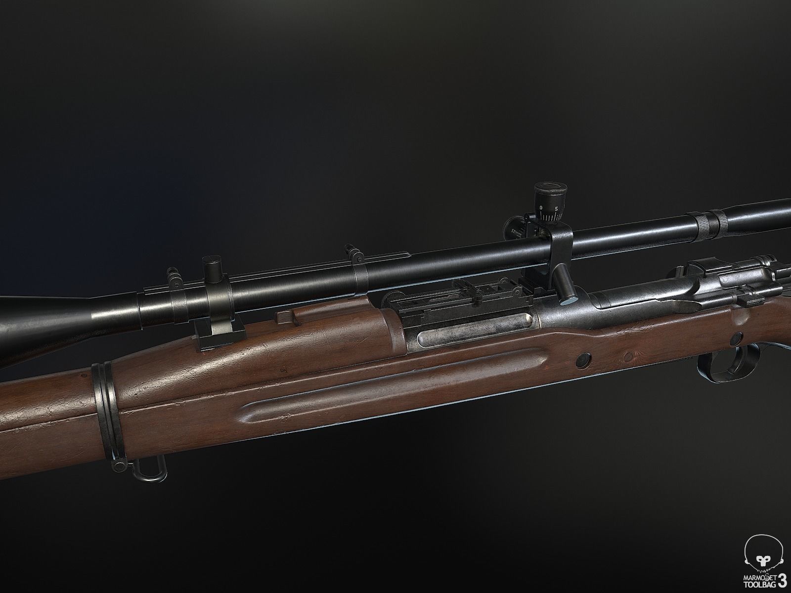 M1903A3 Sniper Low-poly 3D model_7
